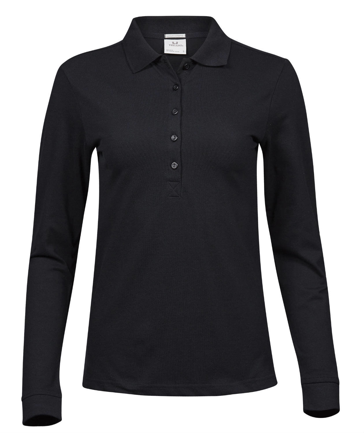 Tee Jays Luxury l&aring;ng&auml;rmad pik&eacute;tr&ouml;ja dam, Svart