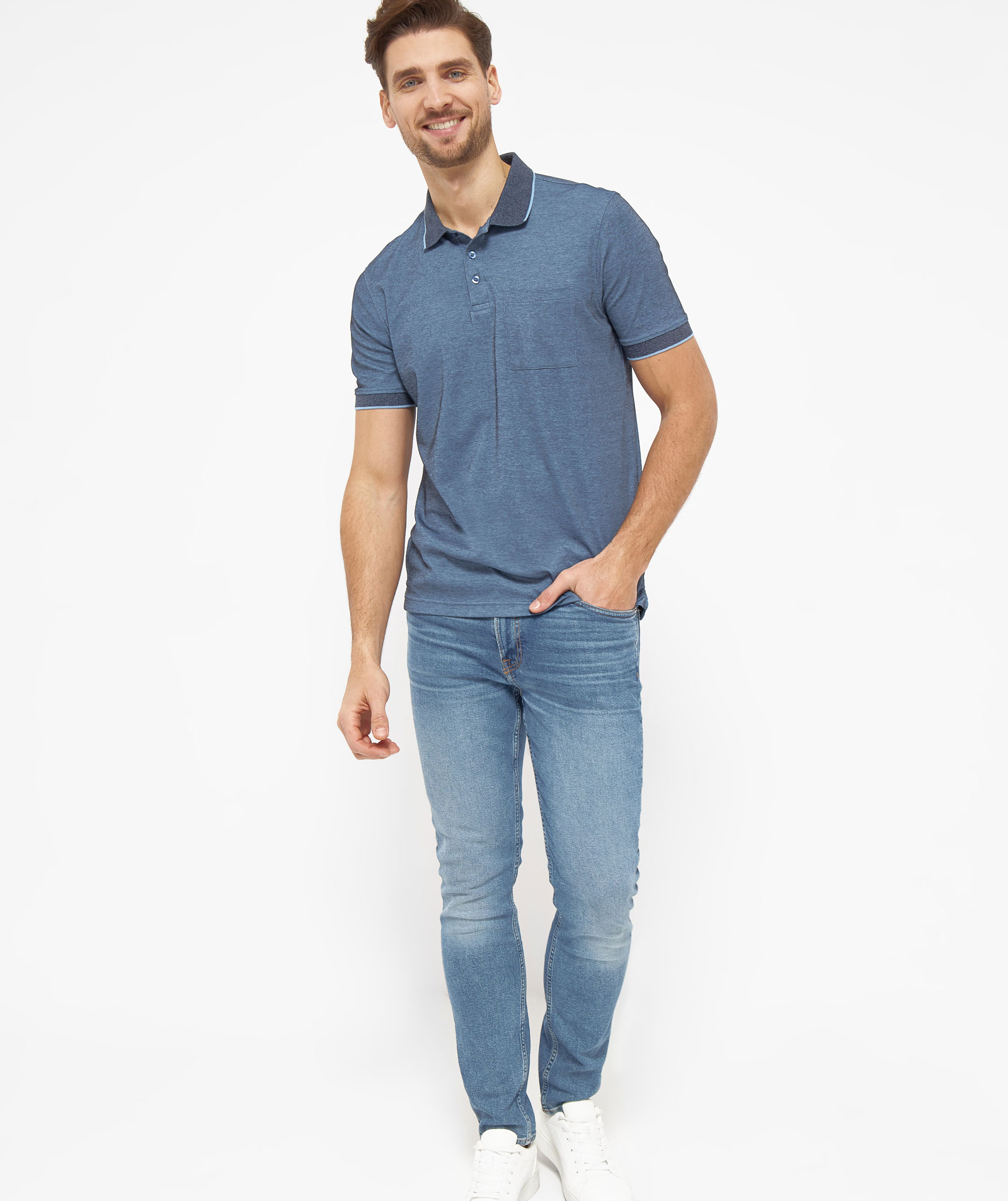 Belika Valencia polo T-skjorte, Navy melange, large image number 6