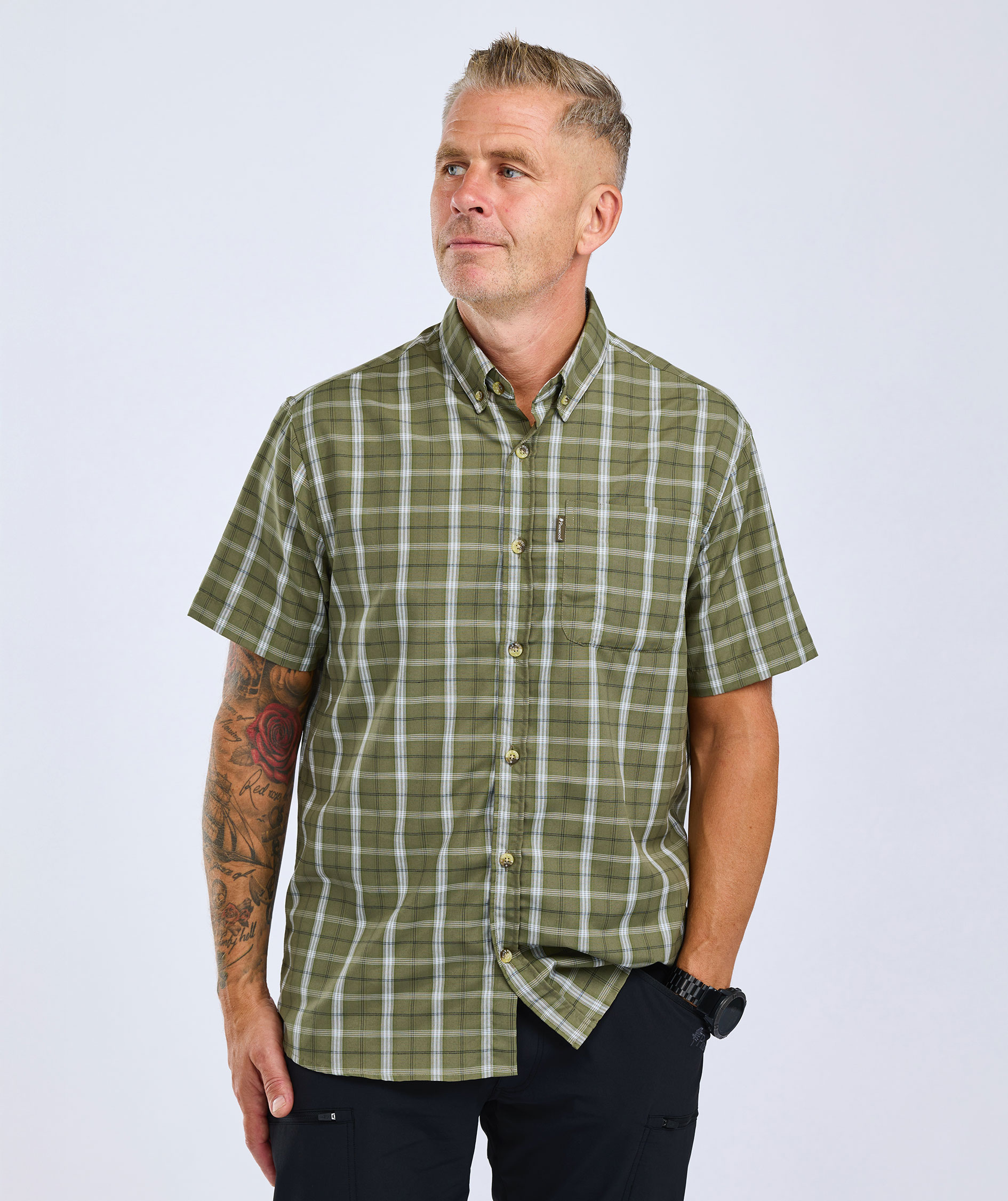 Pinewood Summer kort&aelig;rmet skjorte, Olive, large image number 6