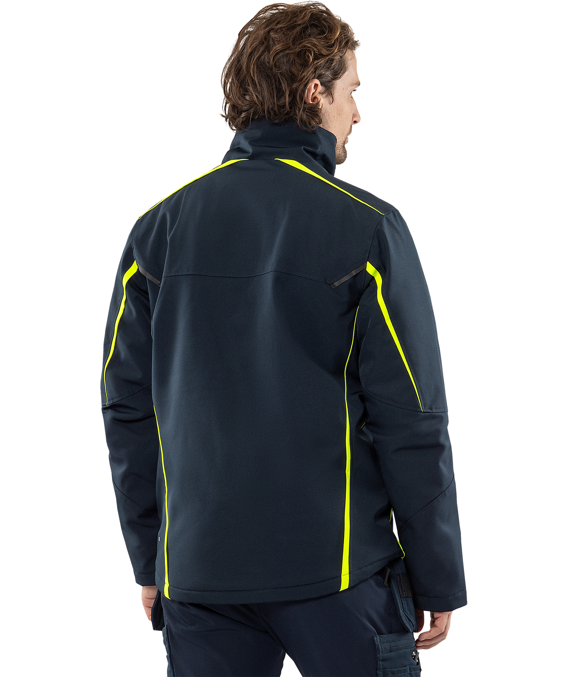 Fristads Softshell Winterjacke 4931 GSW full stretch, Dunkel Marine/Hi-Vis Gelb, large image number 3