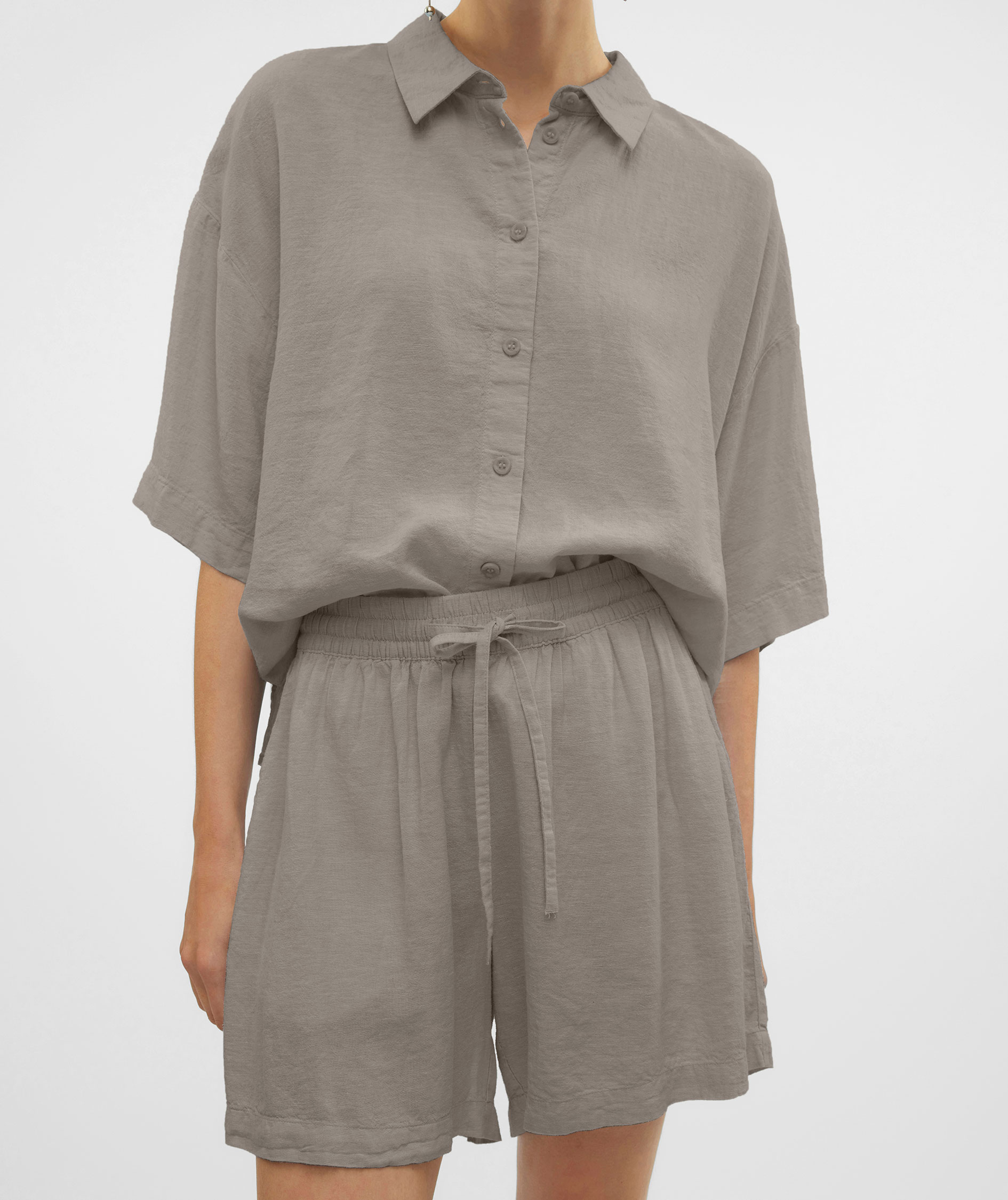 Vero Moda VMLINN women's linen shorts, Moon Rock Melange, large image number 3