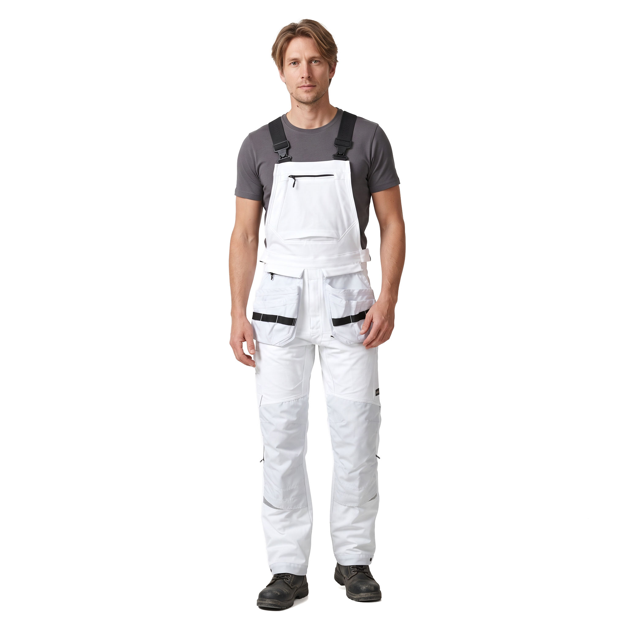 Kansas Evolve craftsman bib and brace full stretch, White, large image number 2