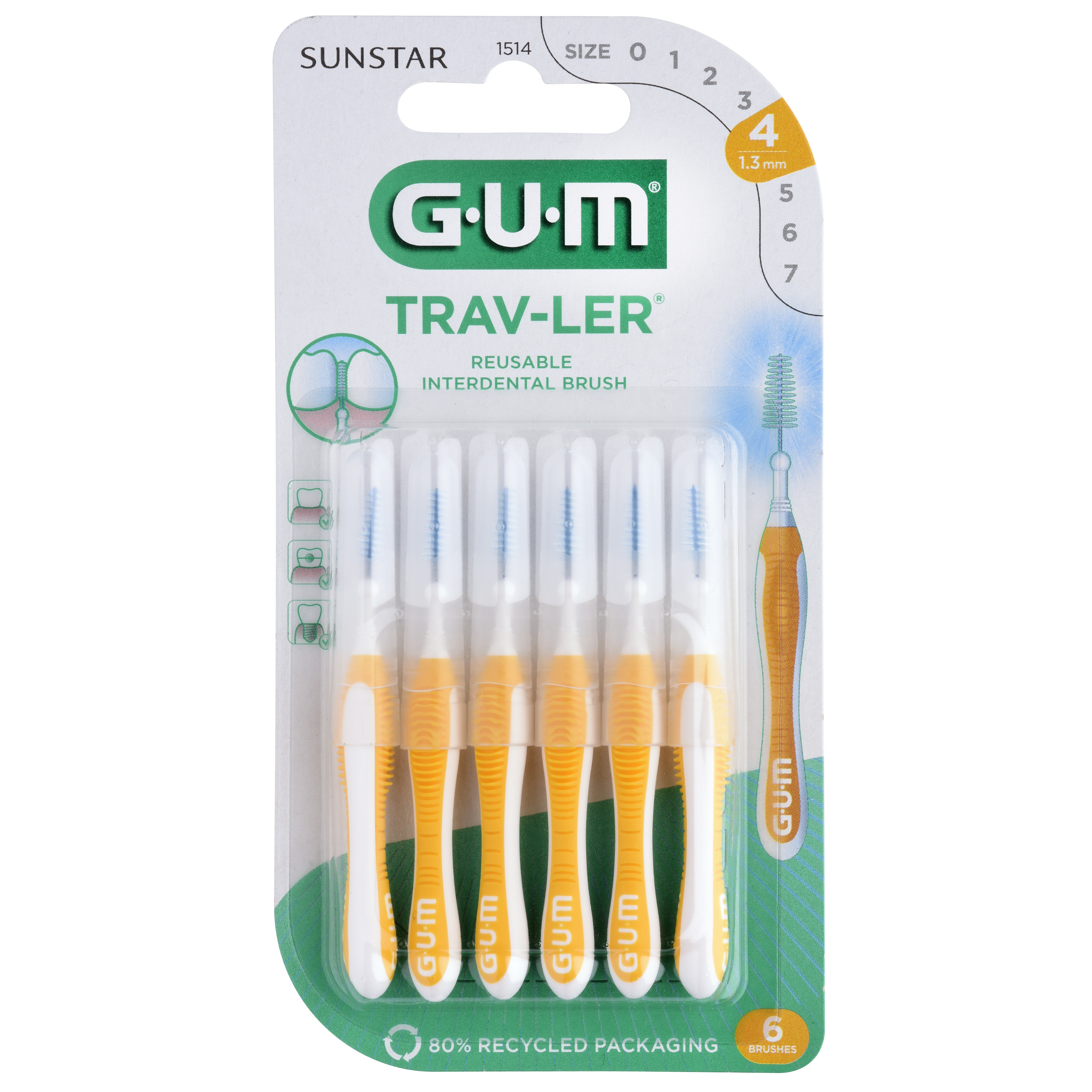 Gum Travler Mellemrumsbørste Nr. 1514 1,3 mm