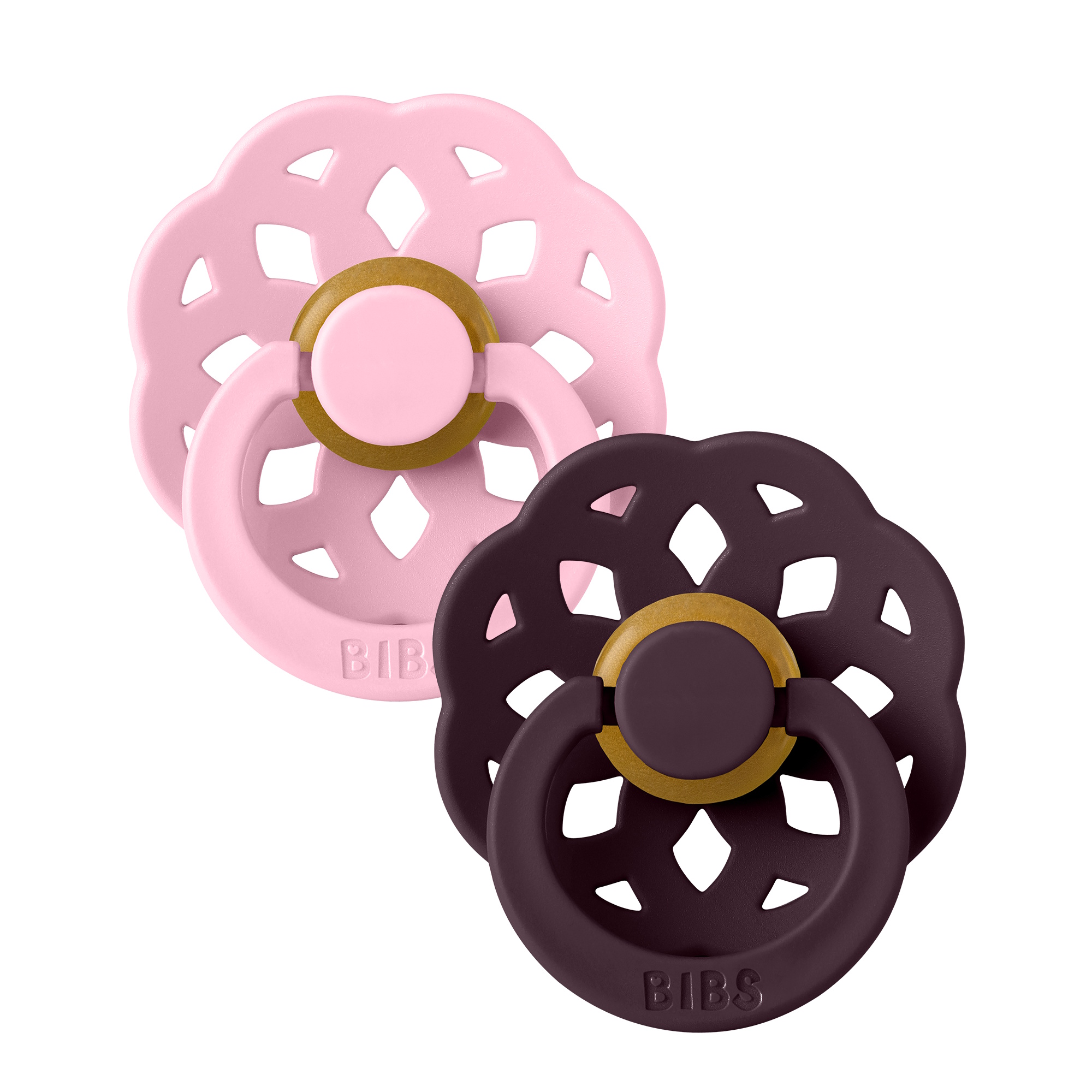 BIBS Pacifier Boheme 2 PACK Latex Size 2 Baby Pink/Plum