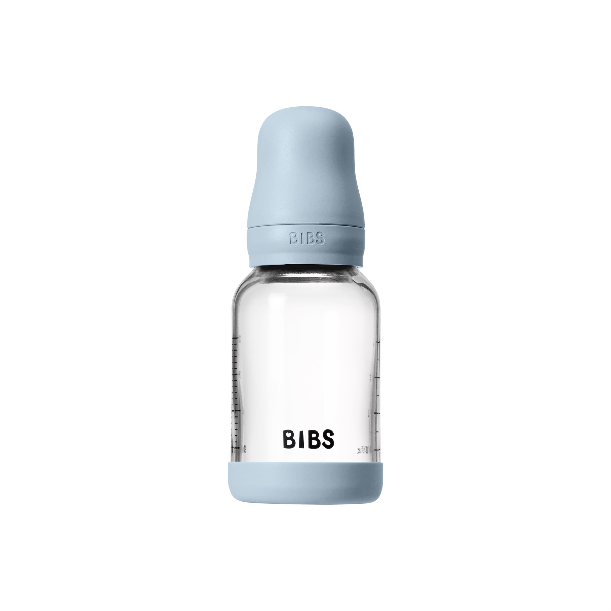 BIBS Baby Glass Bottle Naturgummi Slow Flow Baby Blue