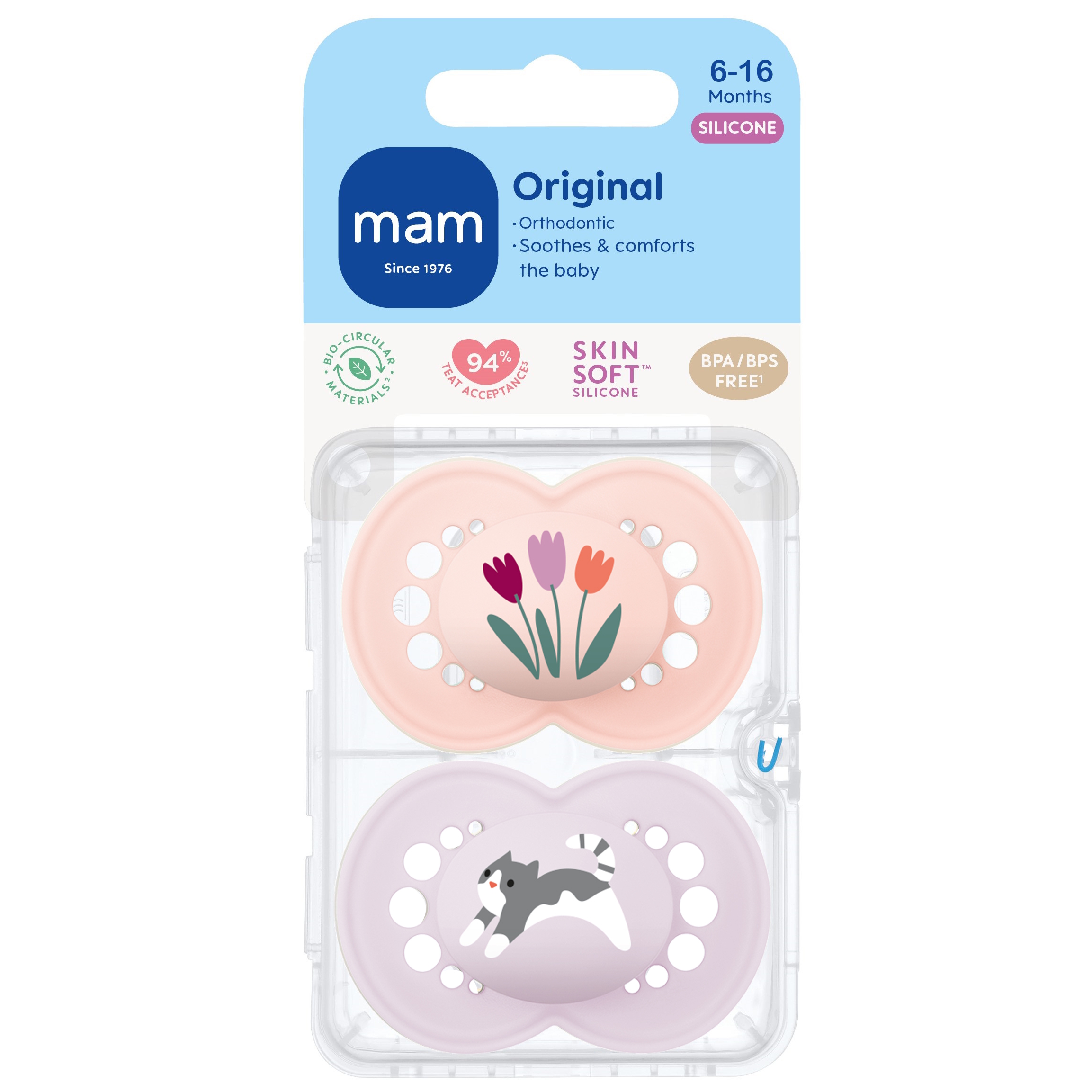 MAM Original Silk 6-16m 2p Box V Pink