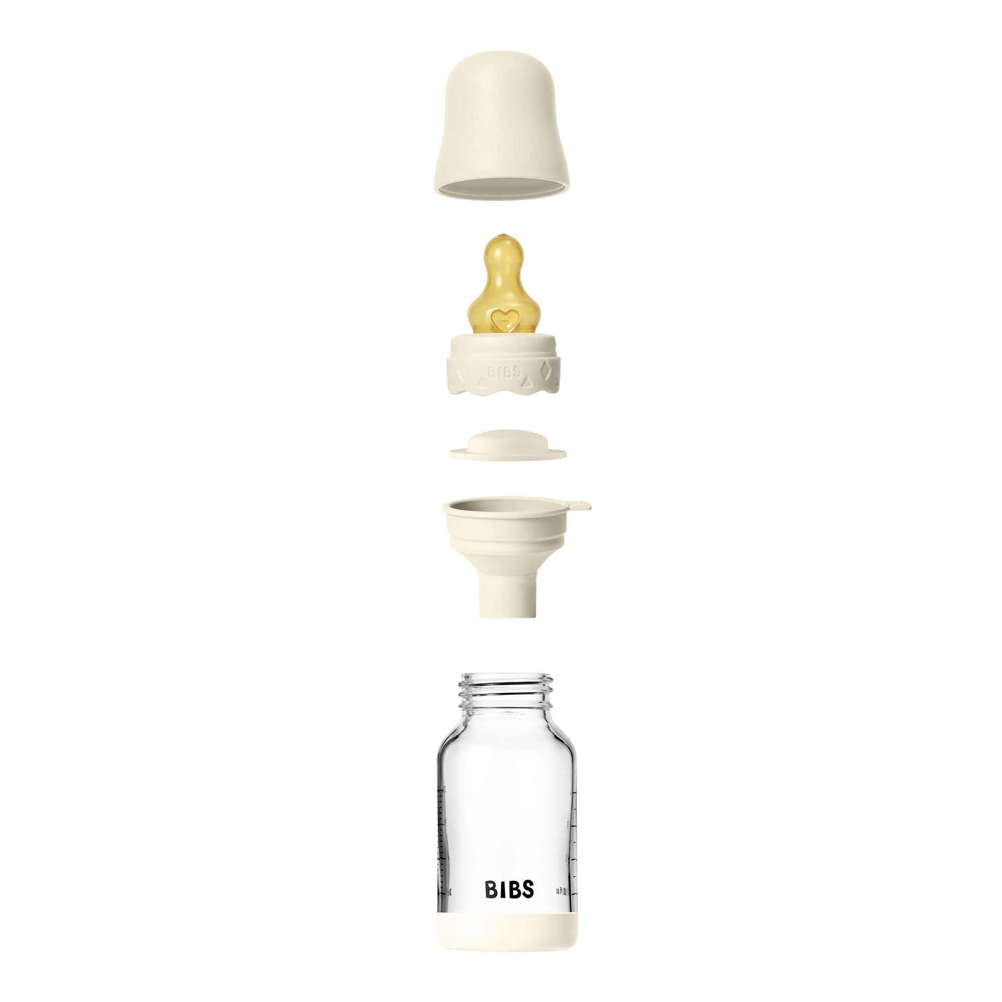 BIBS Baby Glass Boheme Bottle Naturgummi Slow Flow Ivory
