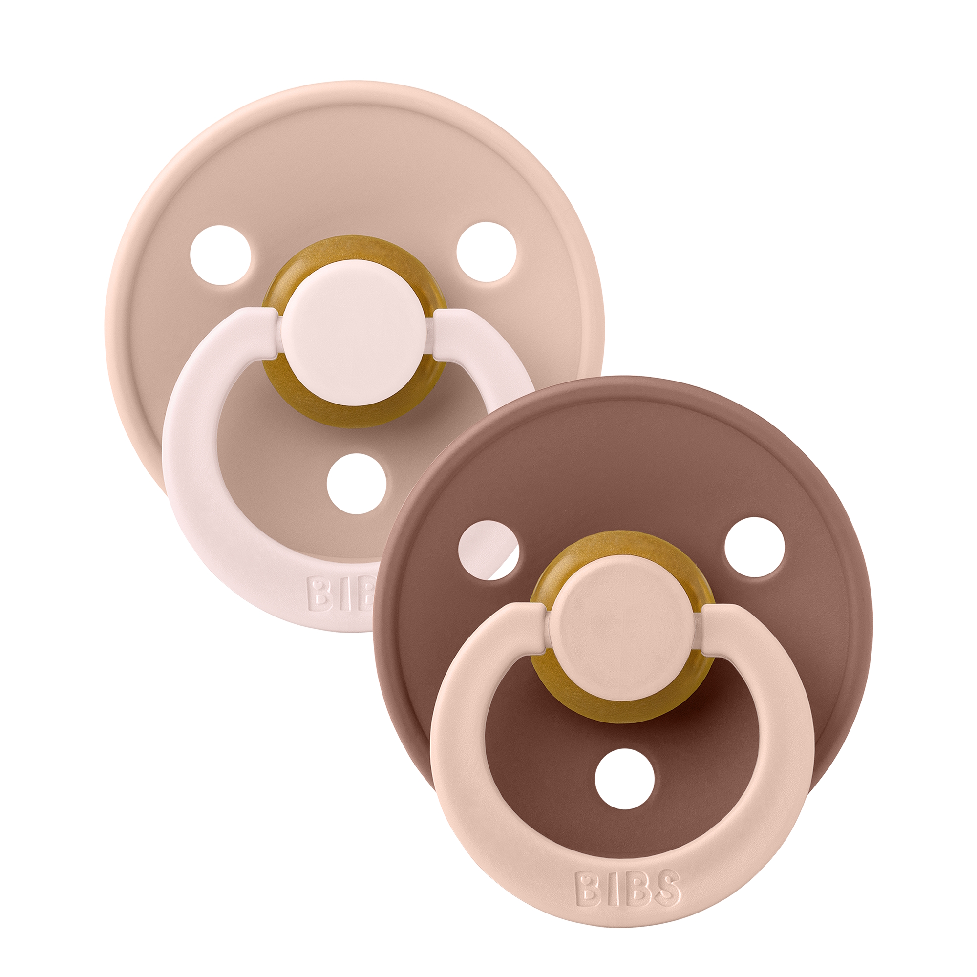 BIBS Pacifier Studio Colour 2 PACK Fusion Latex Size 1 Blush Woodchuck mix