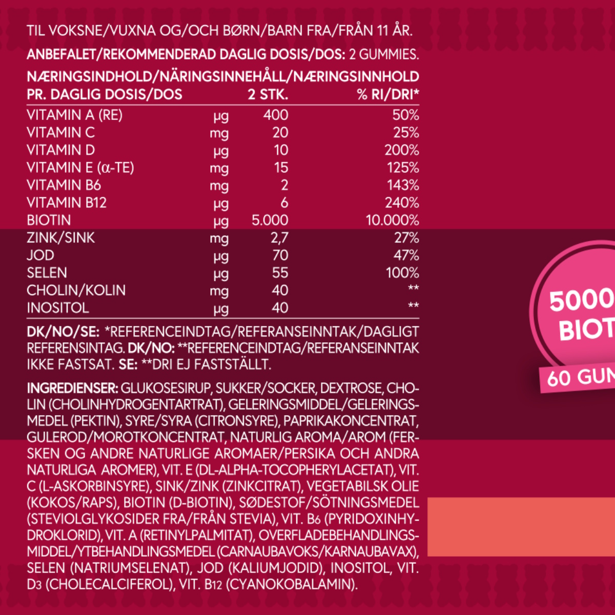 VitaYummy Hair & Nails (Peach) - 60 stk.