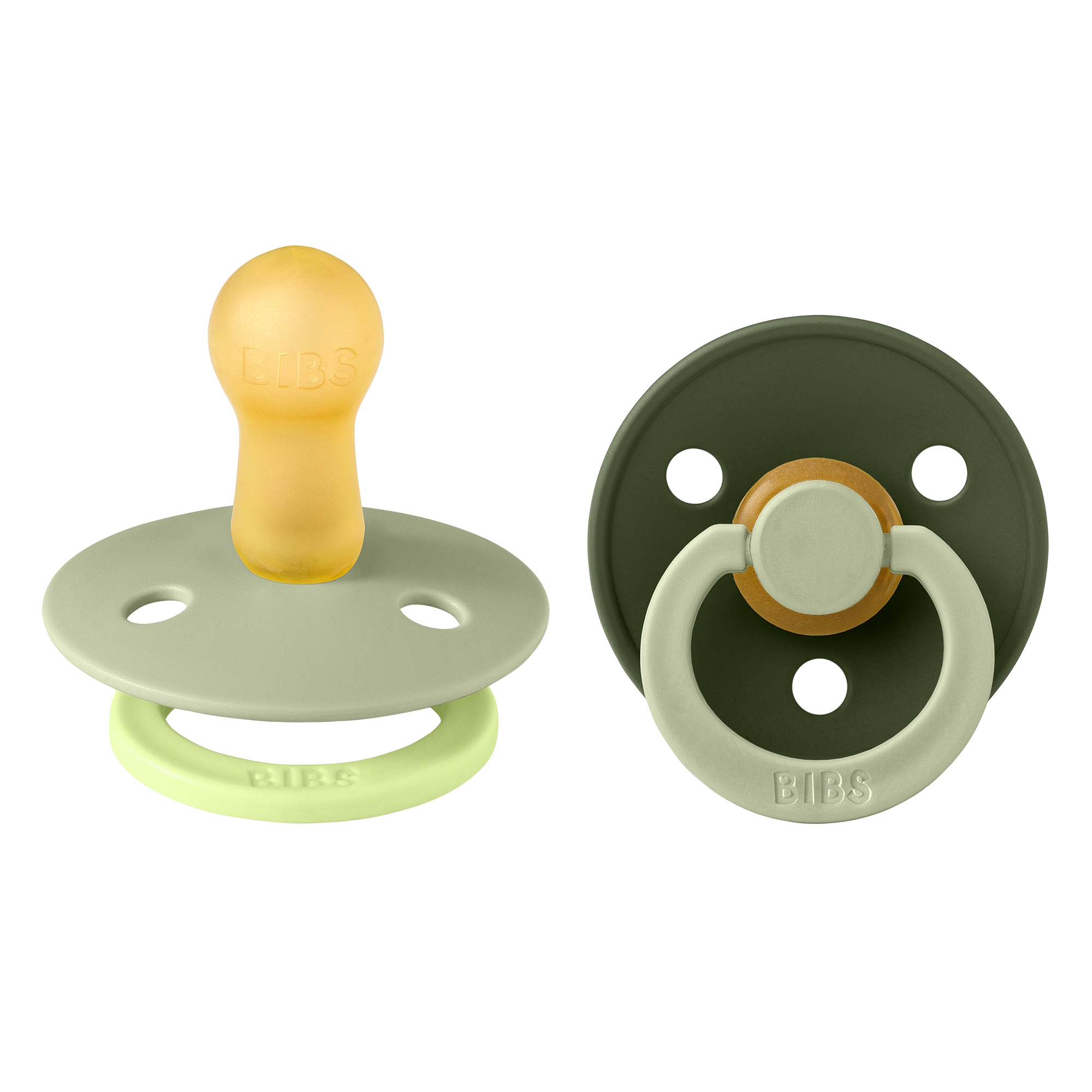 BIBS Pacifier Studio Colour 2 PACK Fusion Latex Size 2 Sage Hunter Green mix