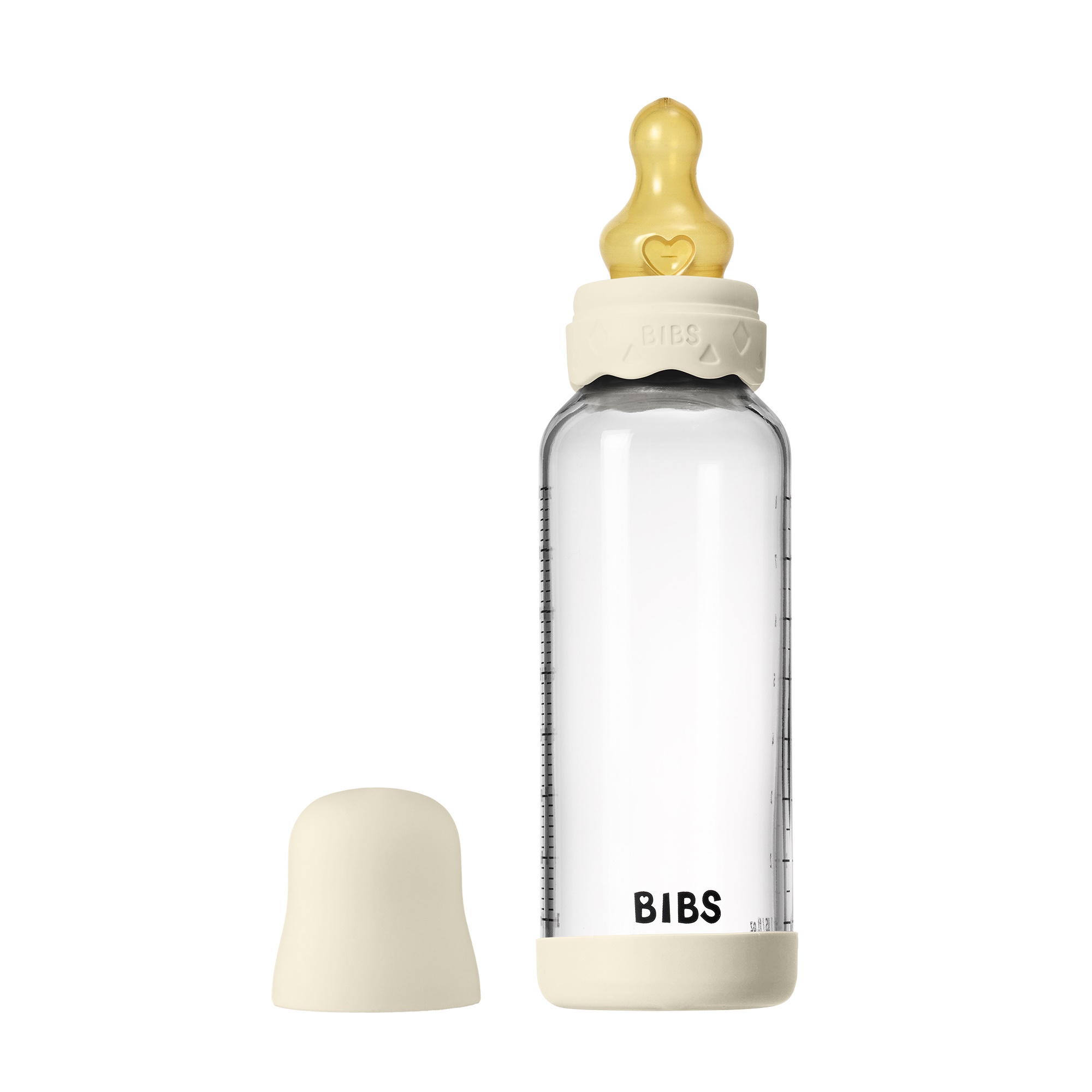 BIBS Baby Glass Boheme Bottle Naturgummi Medium Flow Ivory