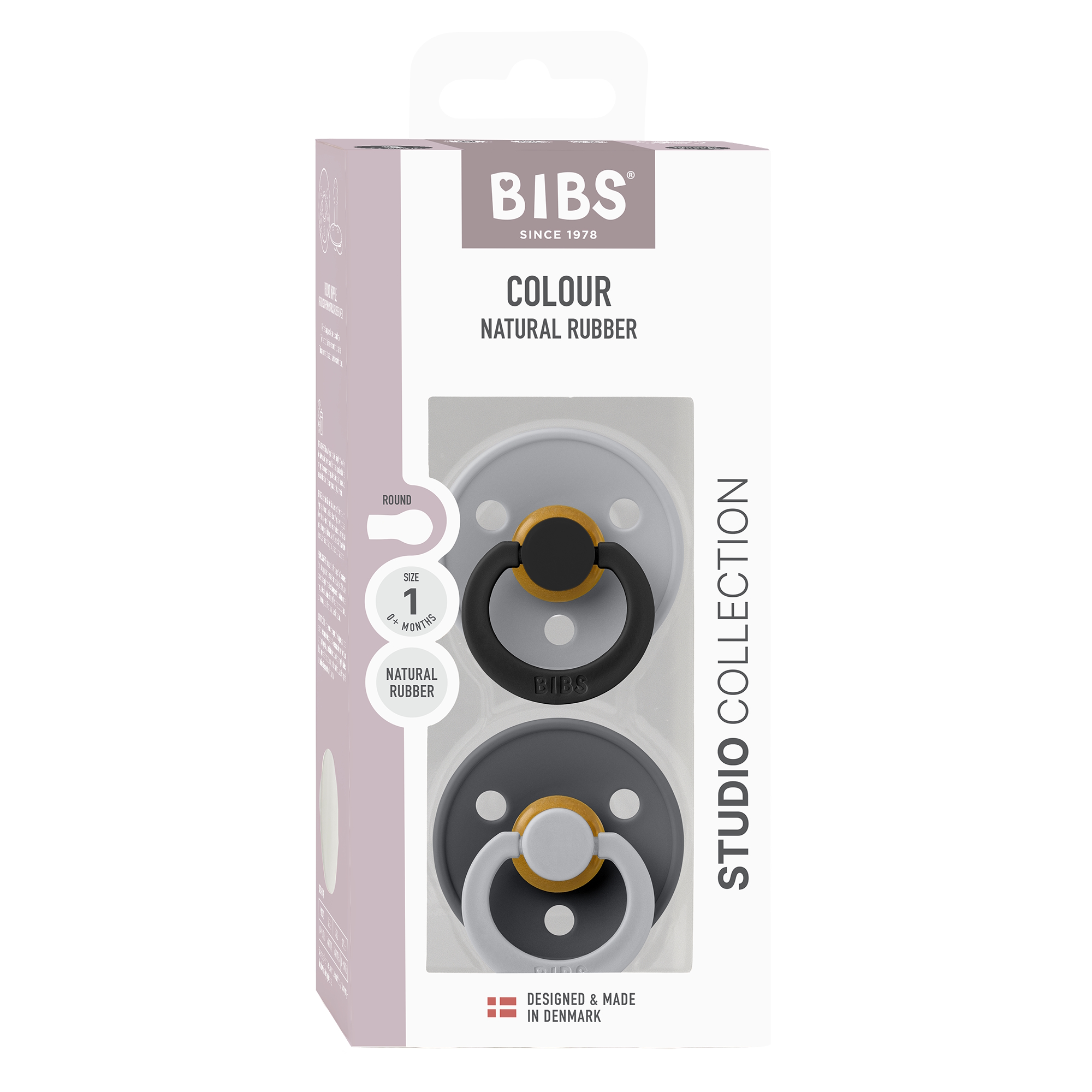 BIBS Pacifier Studio Colour 2 PACK Fusion Latex Size 1 Cloud Iron mix