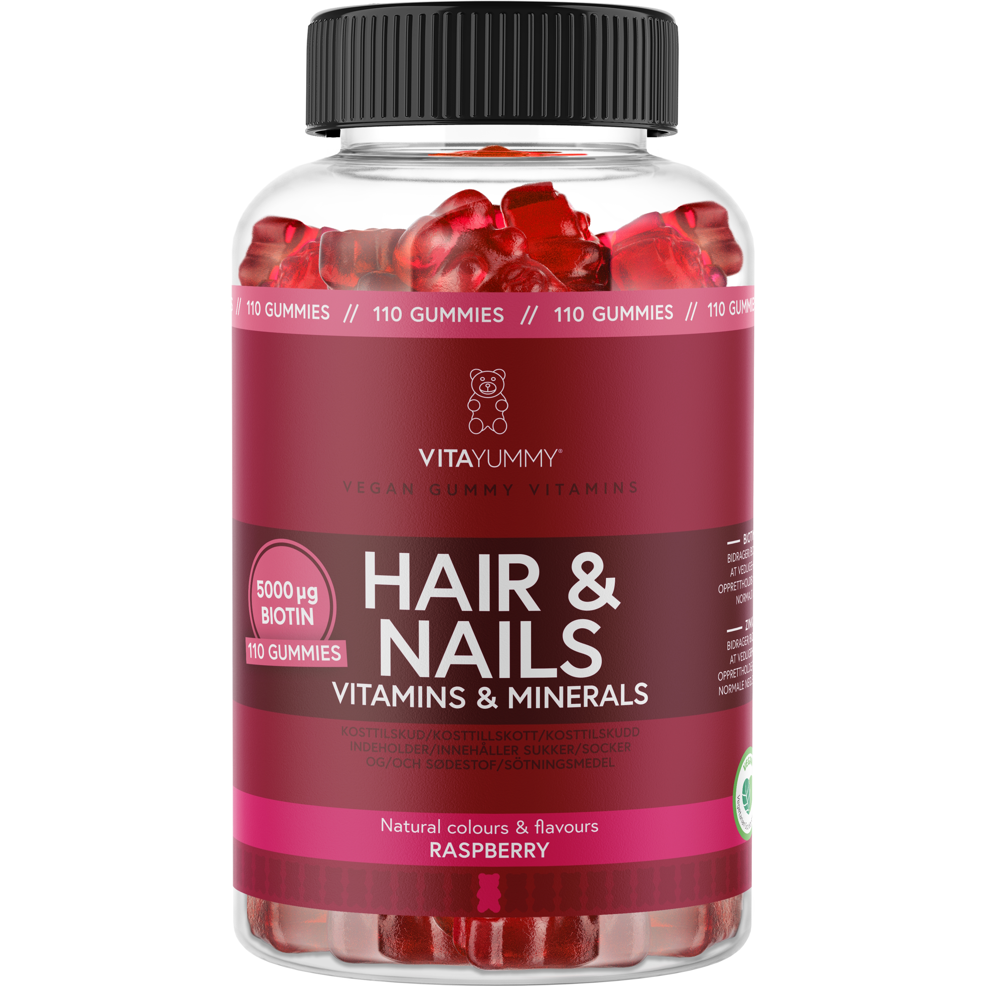 VitaYummy Hair & Nails (Raspberry) - 110 stk.