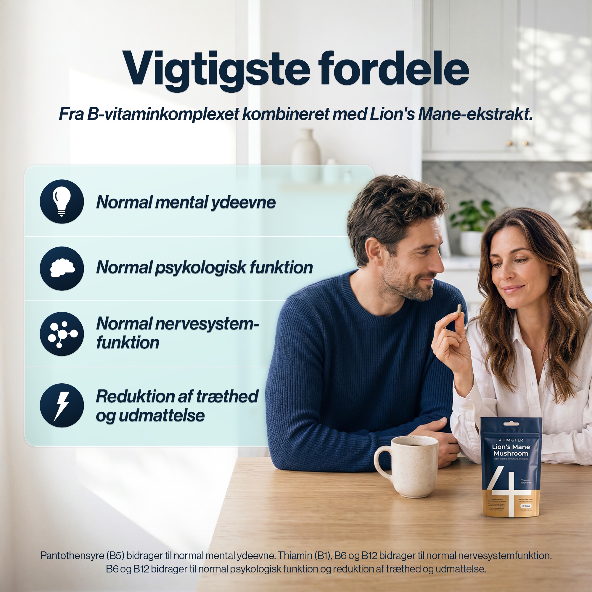 4 HIM & HER Lion's Mane 60 kapsler med lions mane og vitamin b12