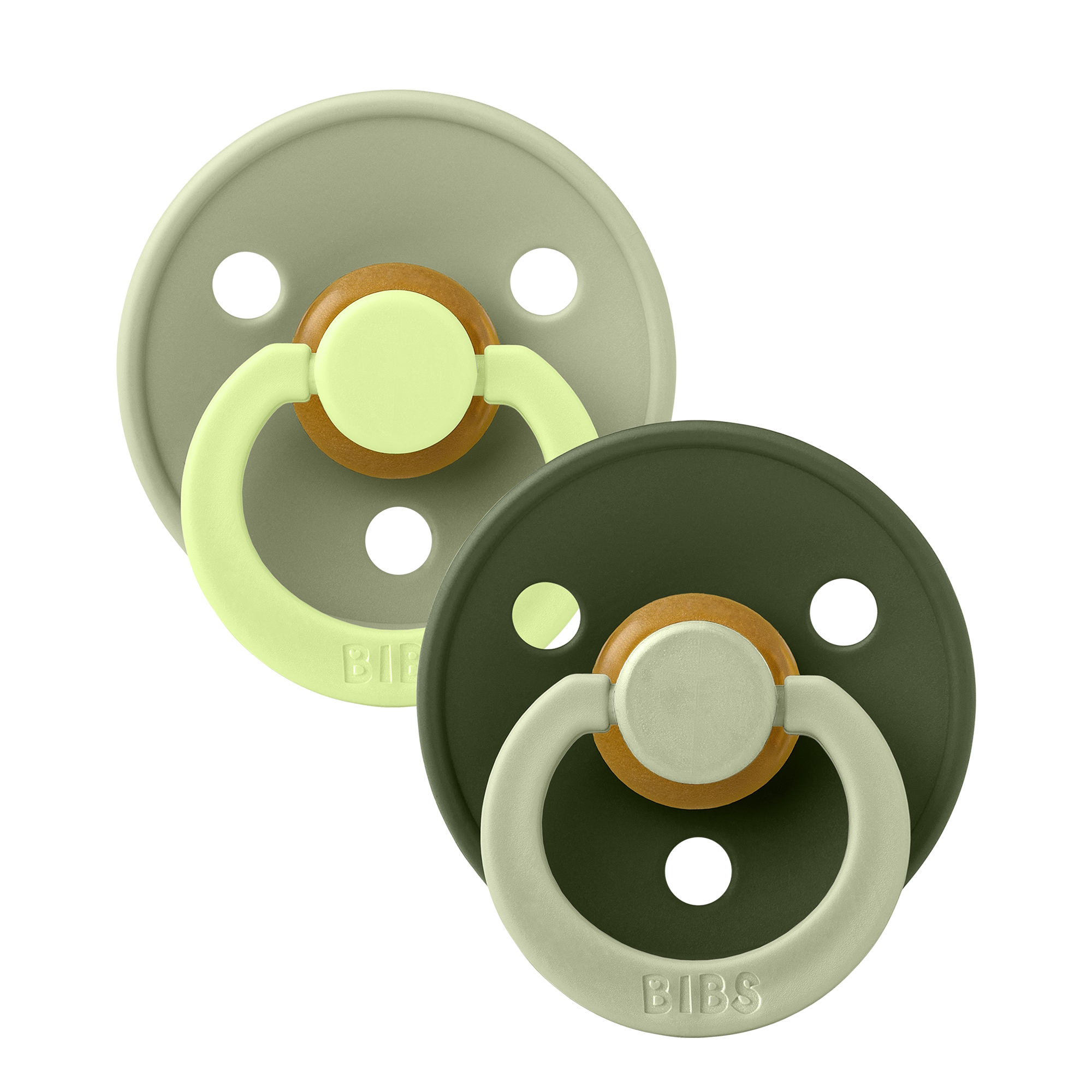 BIBS Pacifier Studio Colour 2 PACK Fusion Latex Size 2 Sage Hunter Green mix
