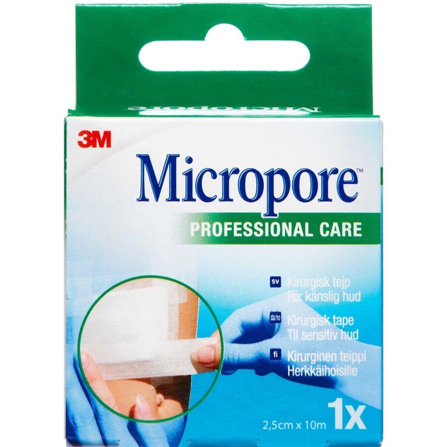 Micropore Sårplaster Hvid U/Dispenser 2,5 cm x 10 m