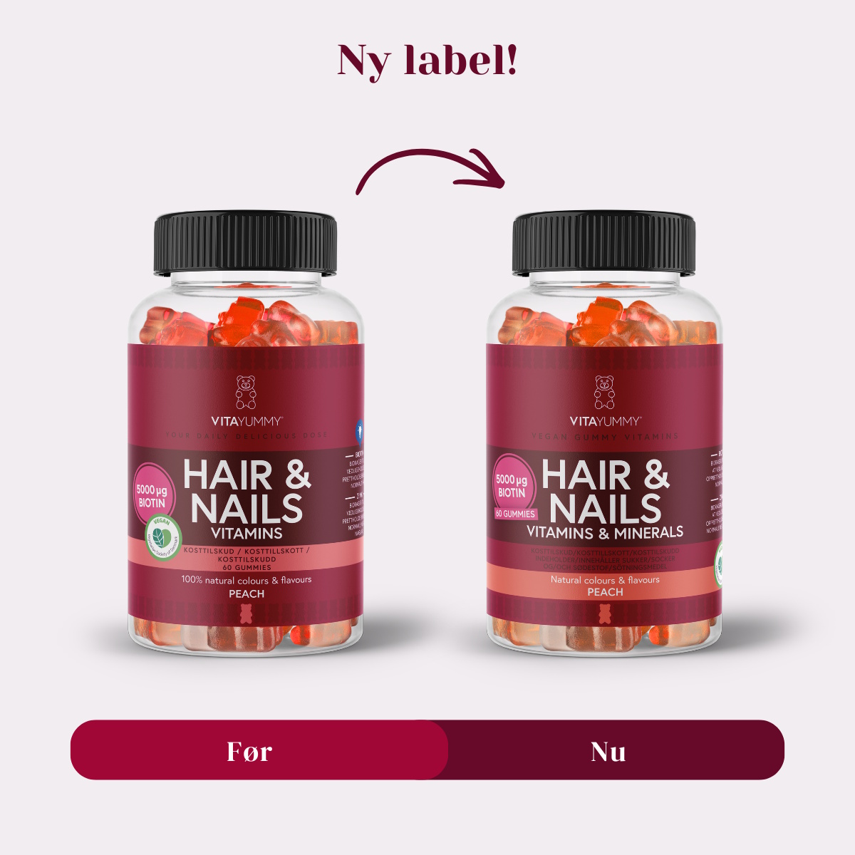 VitaYummy Hair & Nails (Peach) - 60 stk.