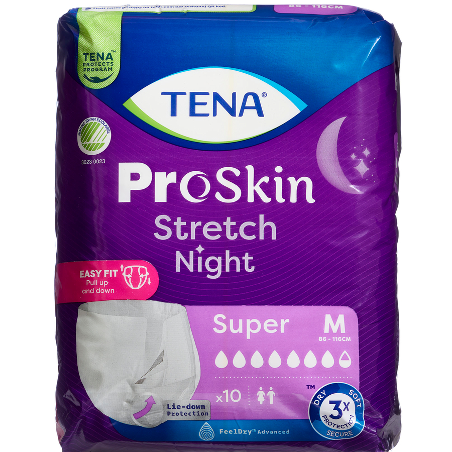 TENA Stretch Night Super Str. M Medicinsk udstyr 10 stk