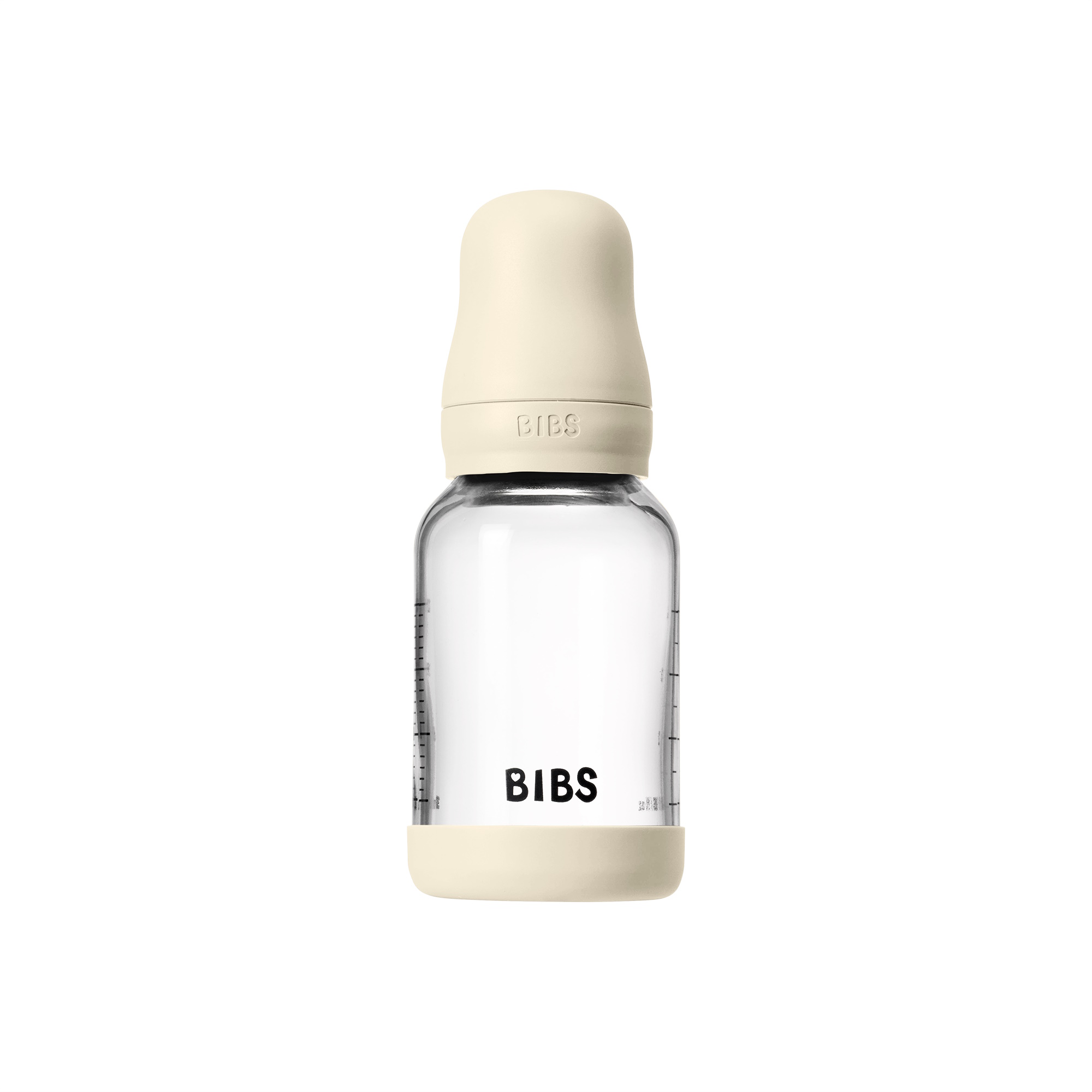 BIBS Baby Glass Bottle Naturgummi Slow Flow Ivory