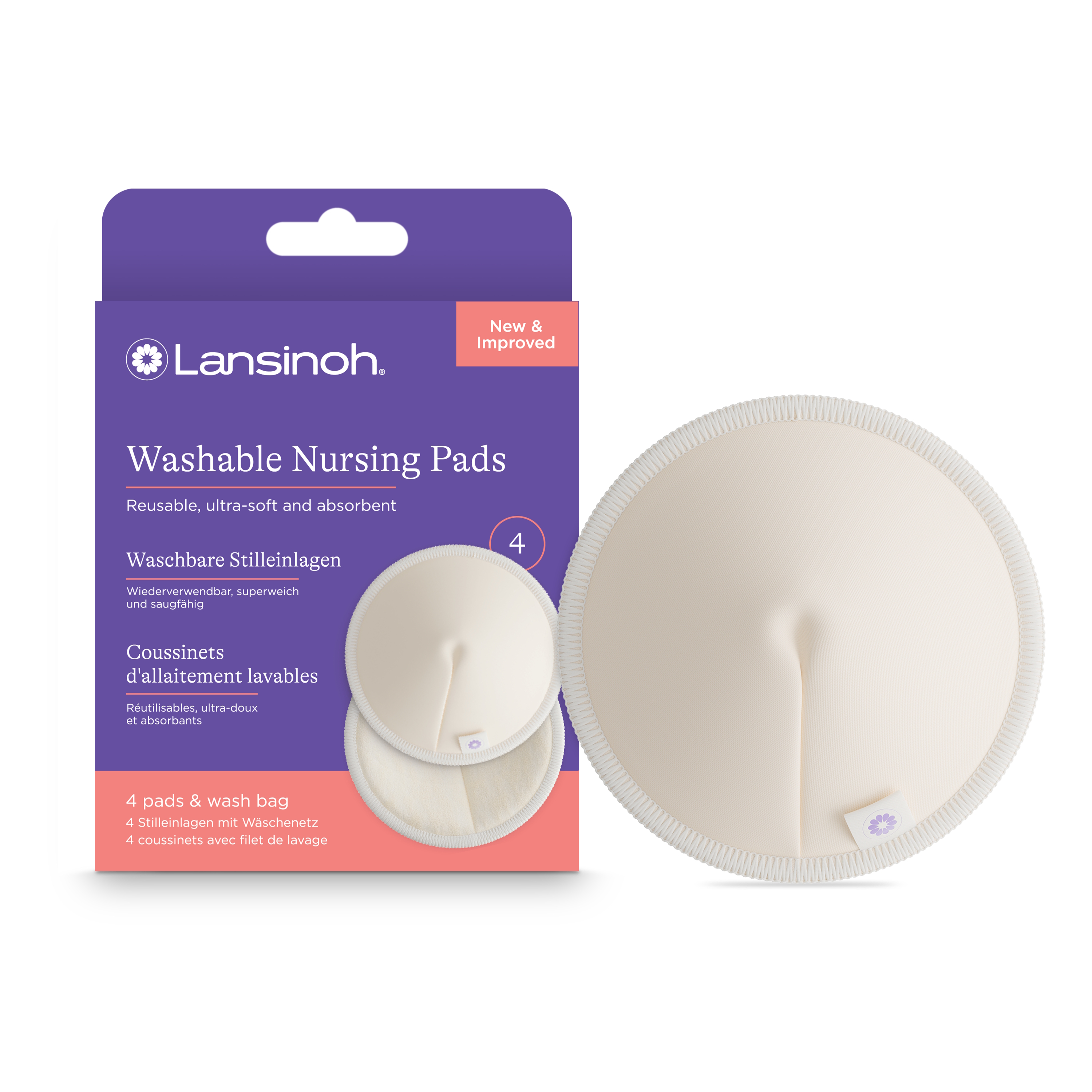 Lansinoh Washable Nursing Pads - white