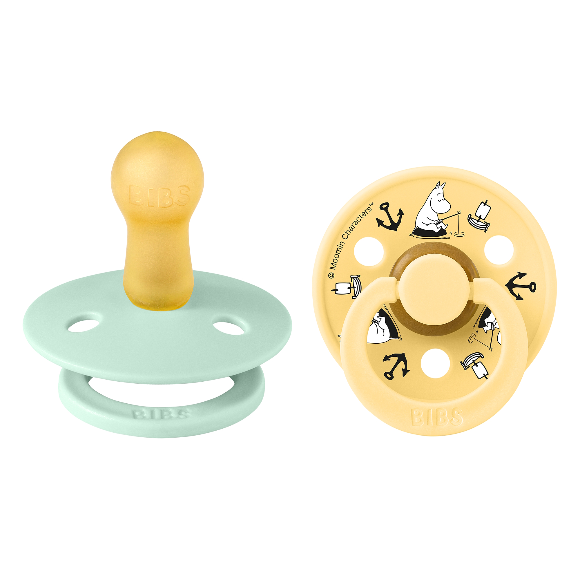 Bibs x Moomin Pacifier Colour 2 pack Sailing Latex Size 2 Nordic Mint mix
