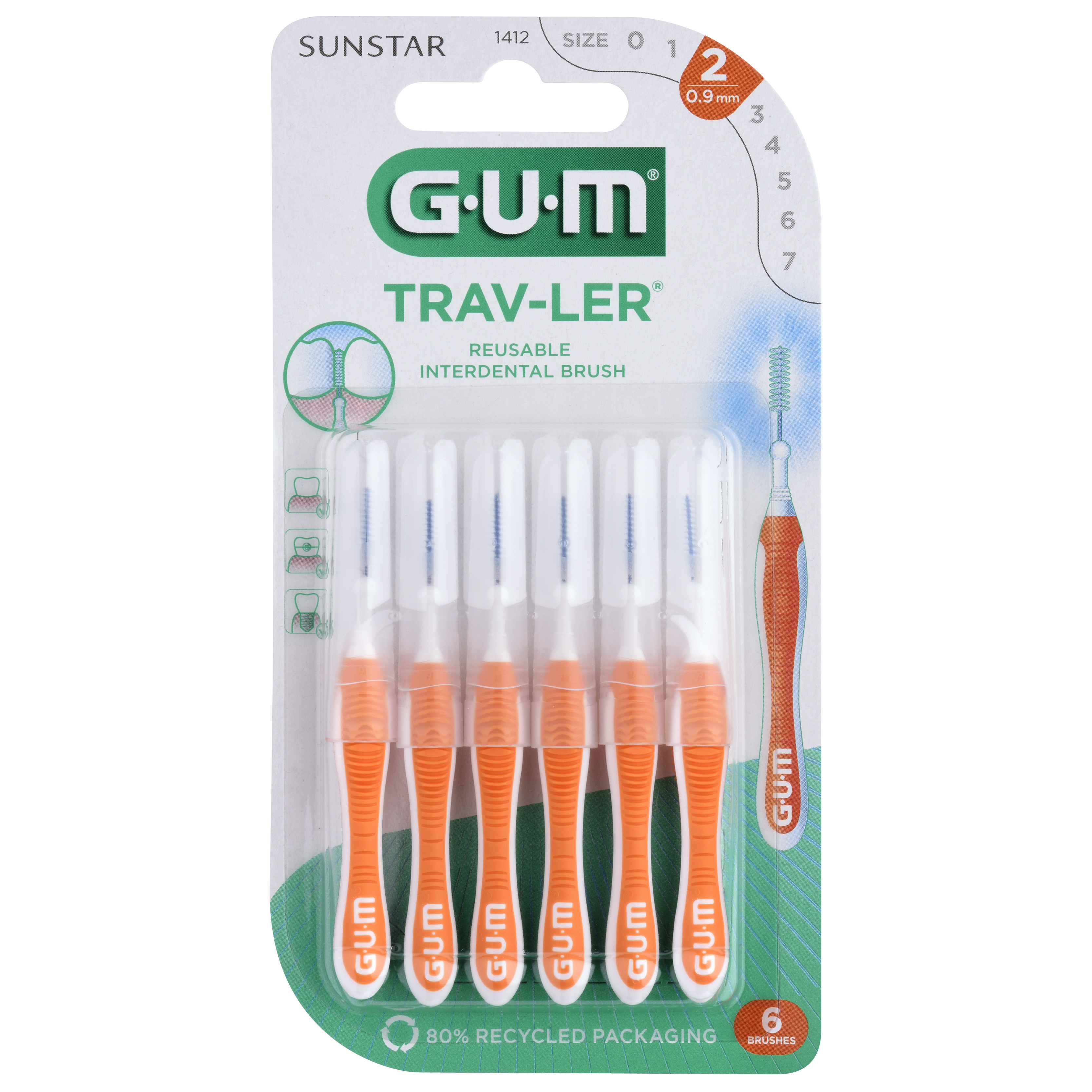 Gum Travler Mellemrumsbørste Nr. 1412 0,9 mm