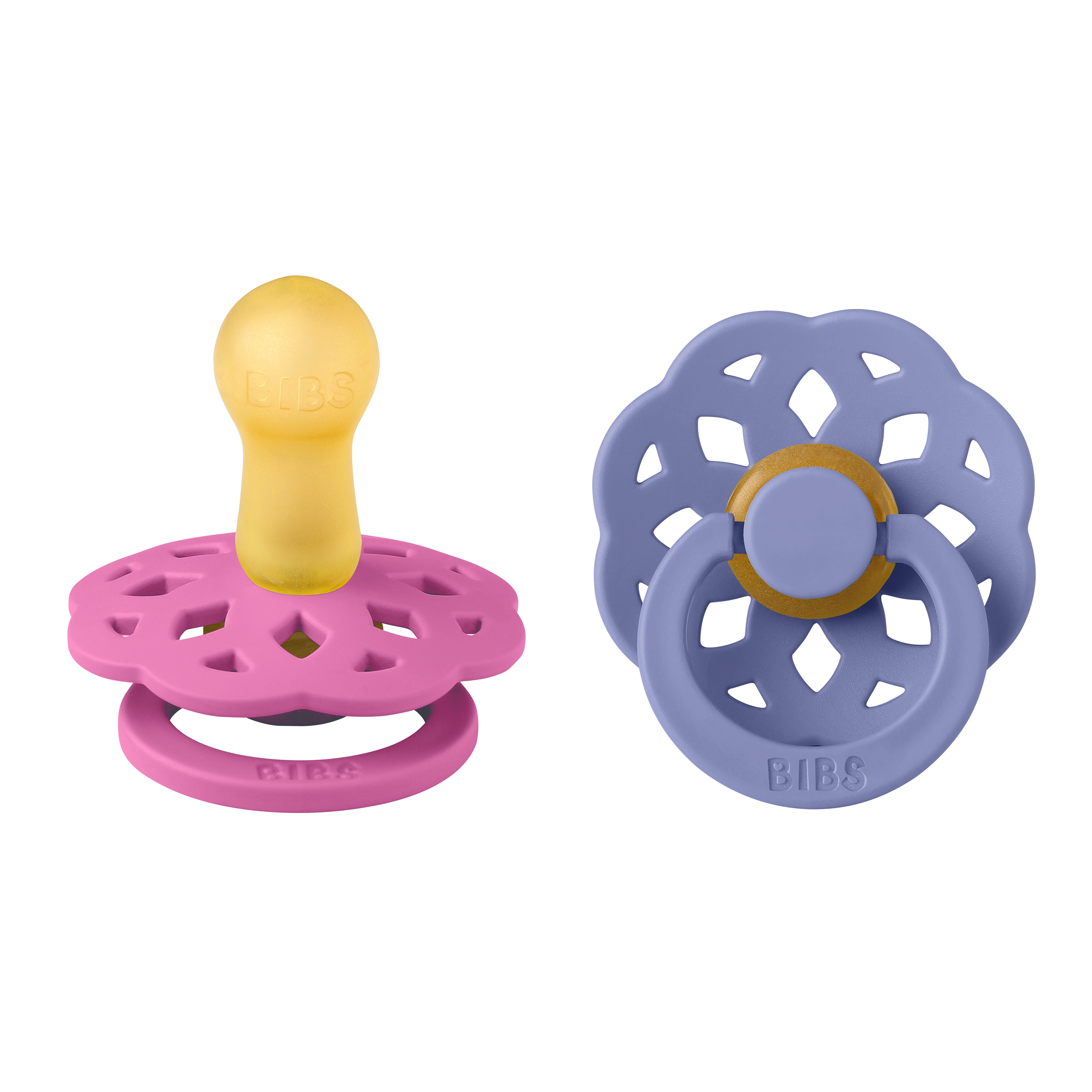 BIBS Pacifier Boheme 2 PACK Latex Size 2 Bubblegum/Peri