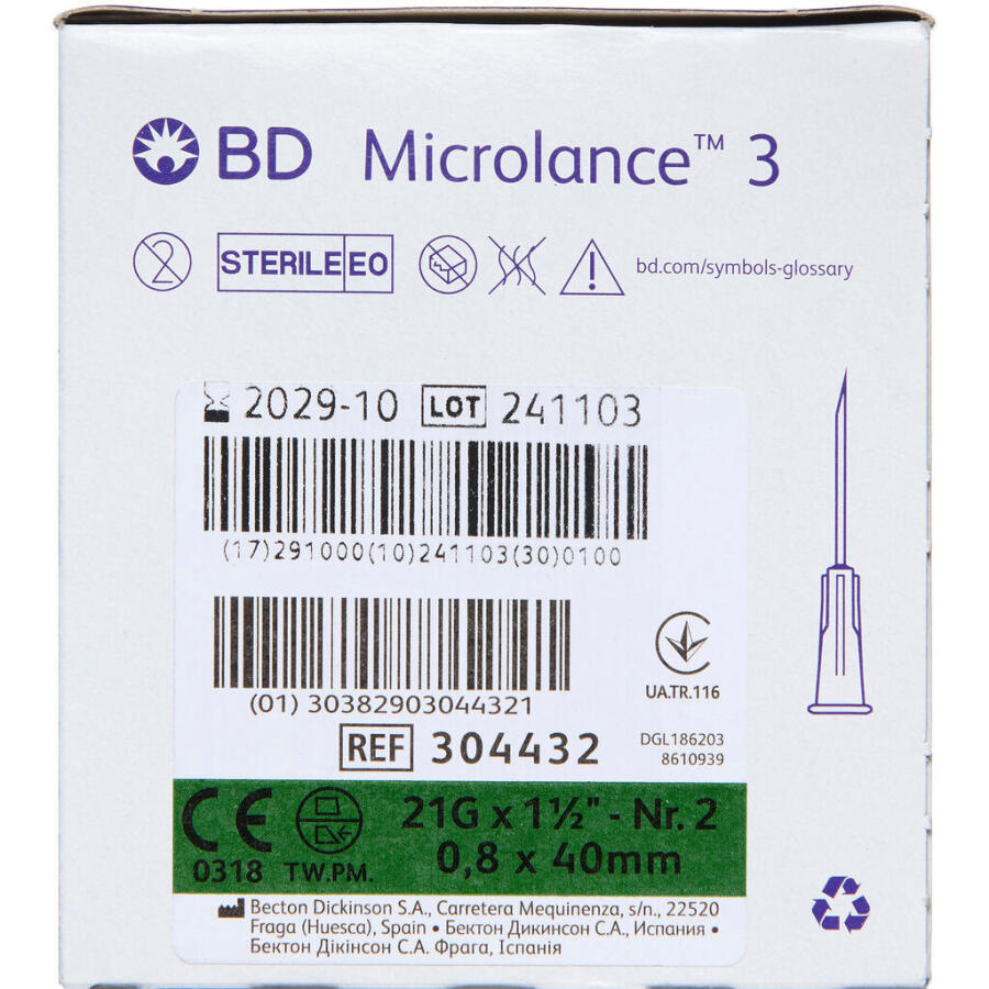 BD Microlance 3 Kanyle 21G X 1 1/2 Grøn