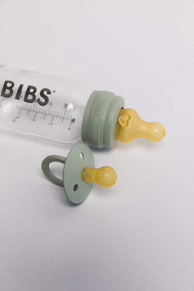 BIBS Baby Glass Bottle Naturgummi Slow Flow Sage