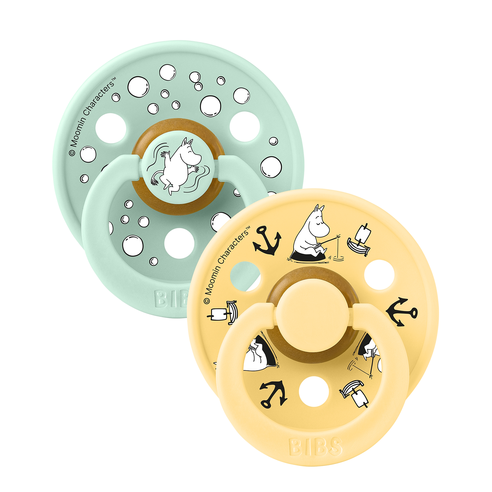 Bibs x Moomin Pacifier Colour 2 pack Sailing Latex Size 2 Nordic Mint mix