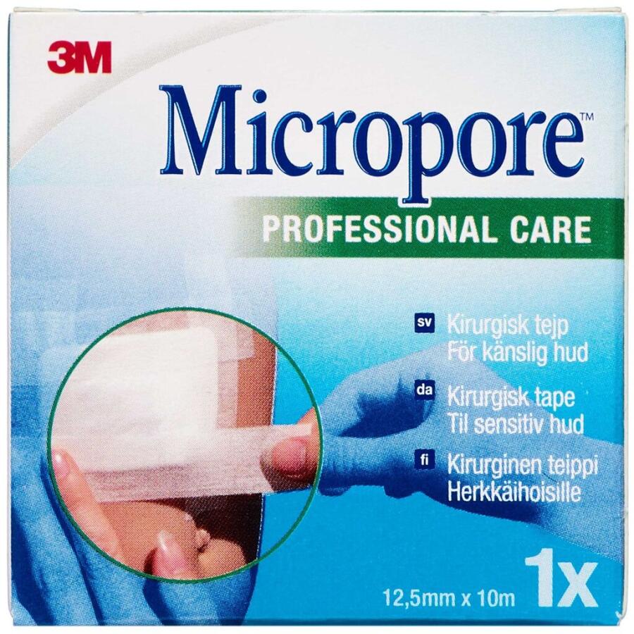 Micropore sårplaster u/dispenser 1,25 cm x 10 m
