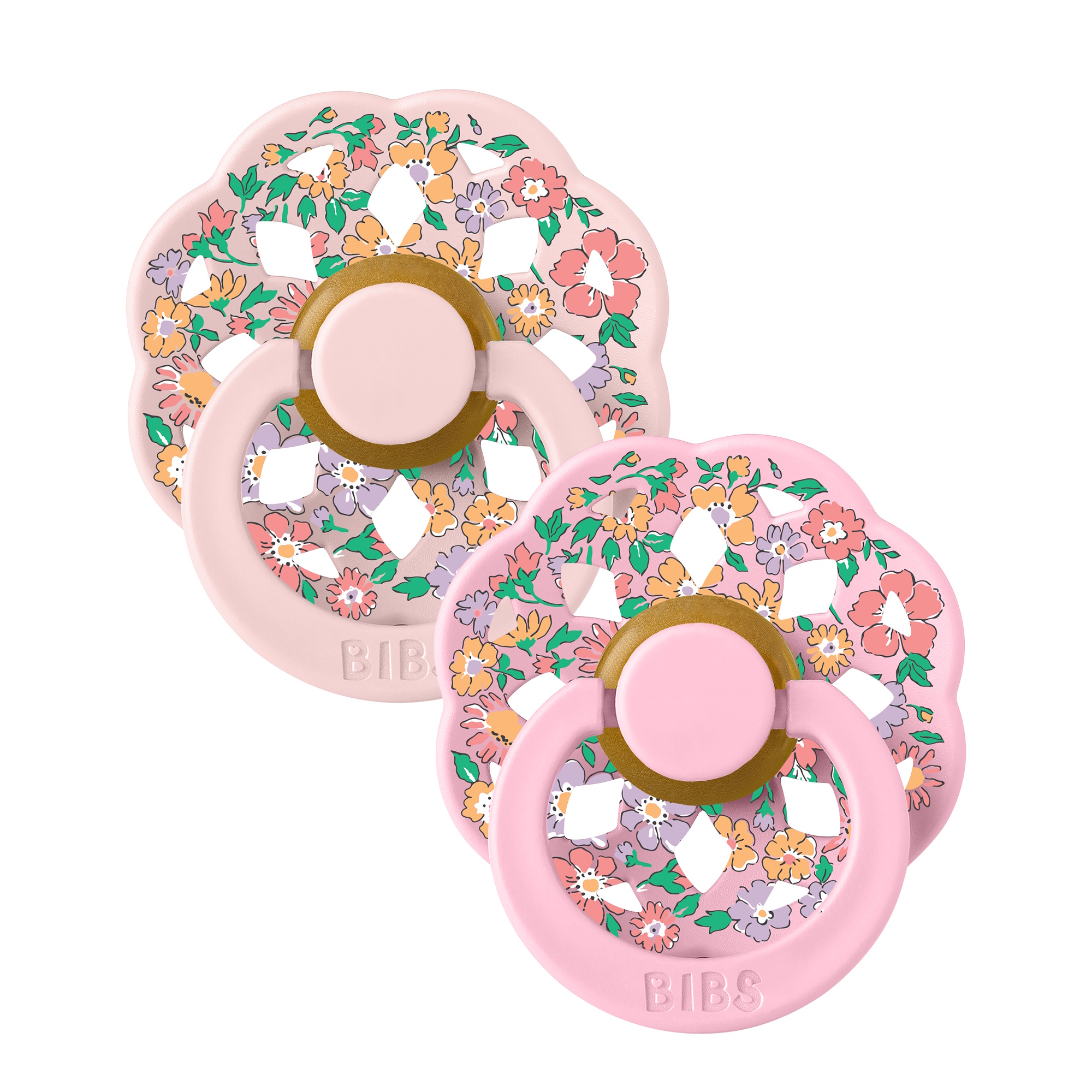 BIBS x Liberty Pacifier Boheme 2 PACK Oscar Meadow Latex Size 1 Blossom Mix
