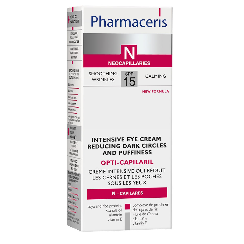 Pharmaceris N Opti-Capilaril intensiv øjencreme til reducering af mørke rander og hævelser under øjnene SPF 15