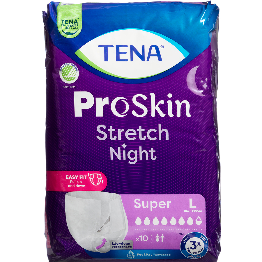 TENA Stretch Night Super Str. L Medicinsk udstyr 10 stk