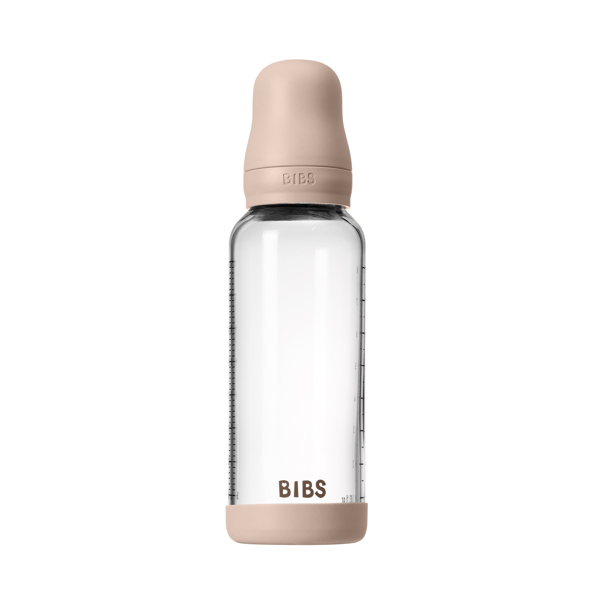 BIBS Baby Glass Bottle Naturgummi Medium Flow Blush
