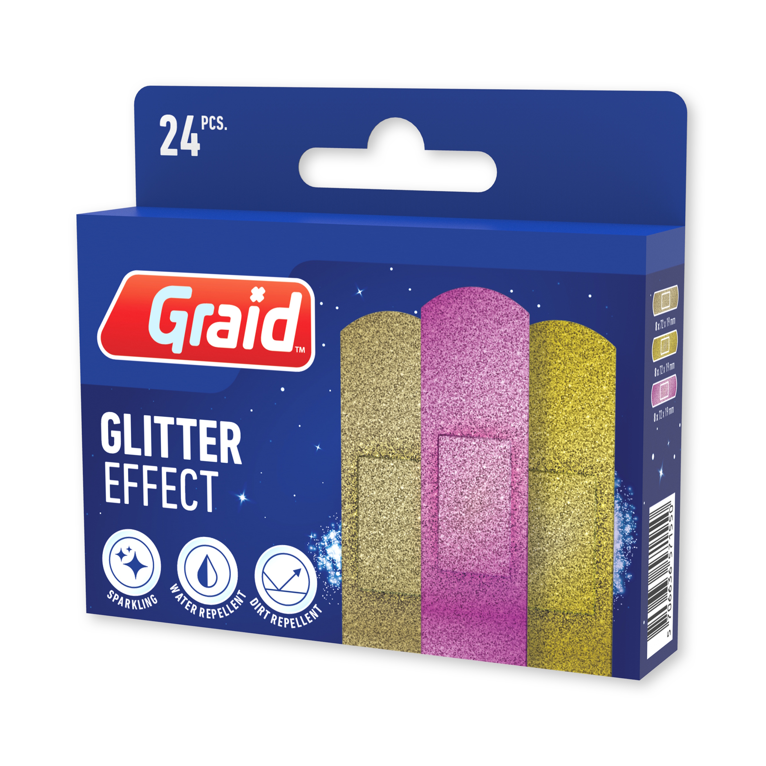 Graid Vandafvisende Plastre Glittereffekt