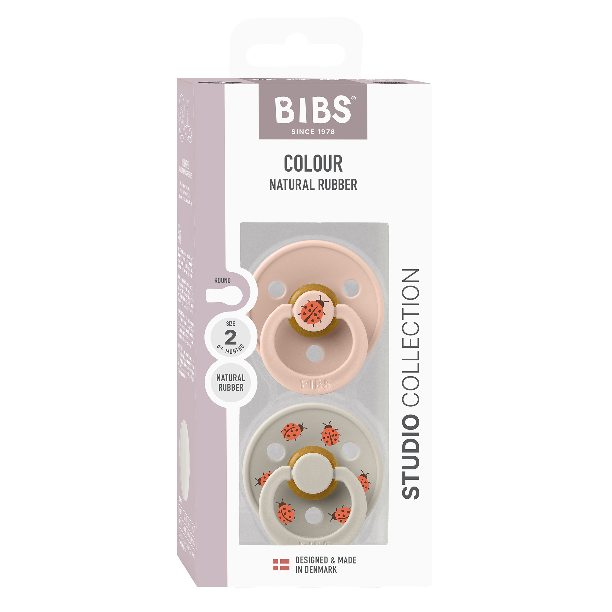 BIBS Pacifier Studio Colour 2-pak Ladybug Blush Mix Size 2