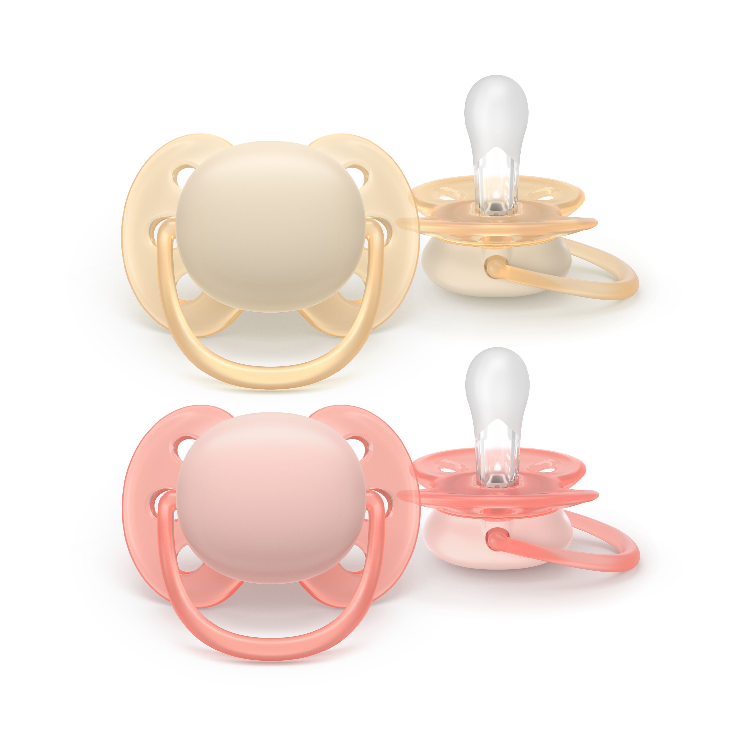 Philips Avent Pacifier ultra soft, 0-6m, gul / rosa