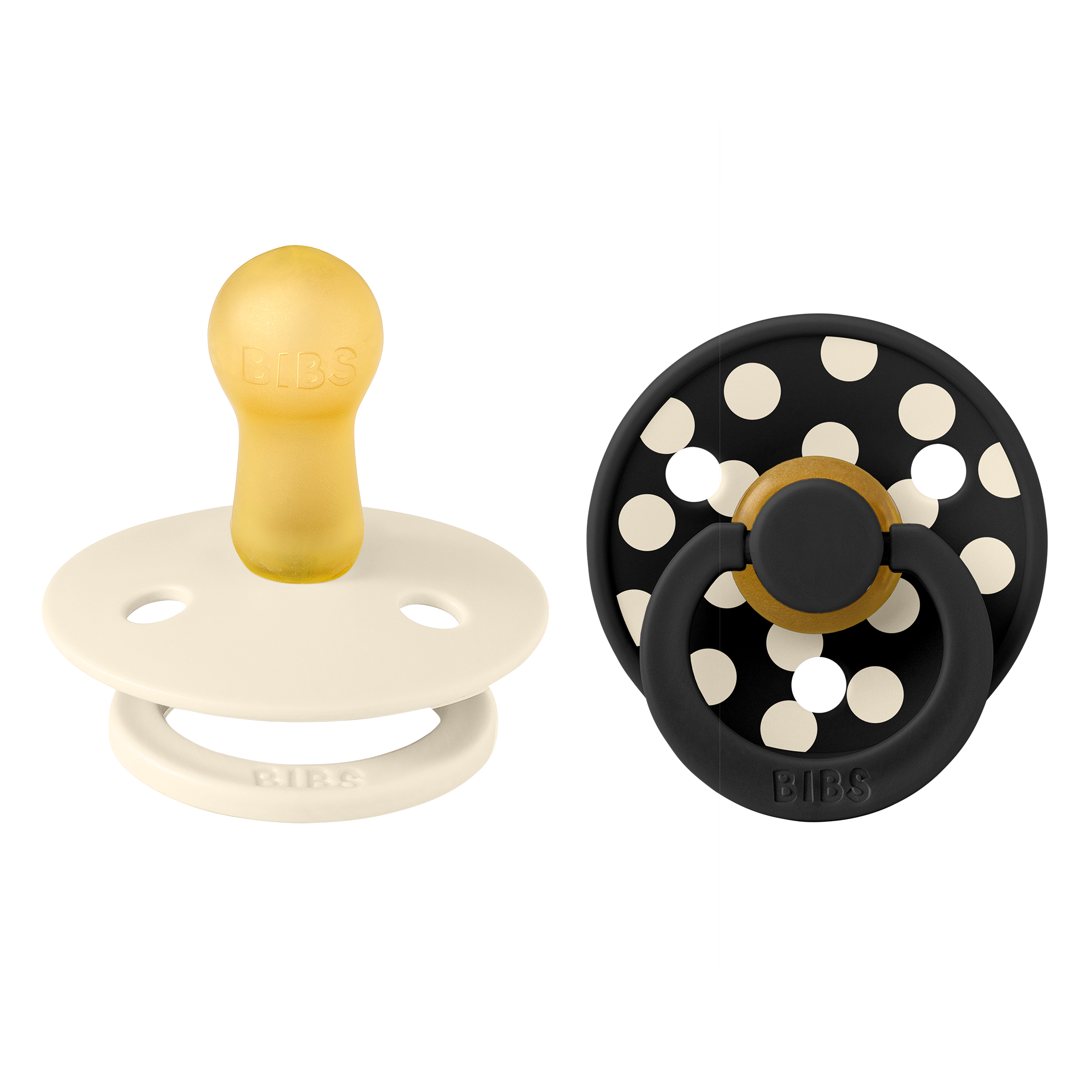 BIBS Pacifier Studio Colour 2 PACK Polka Latex Size 2 Ivory/Black
