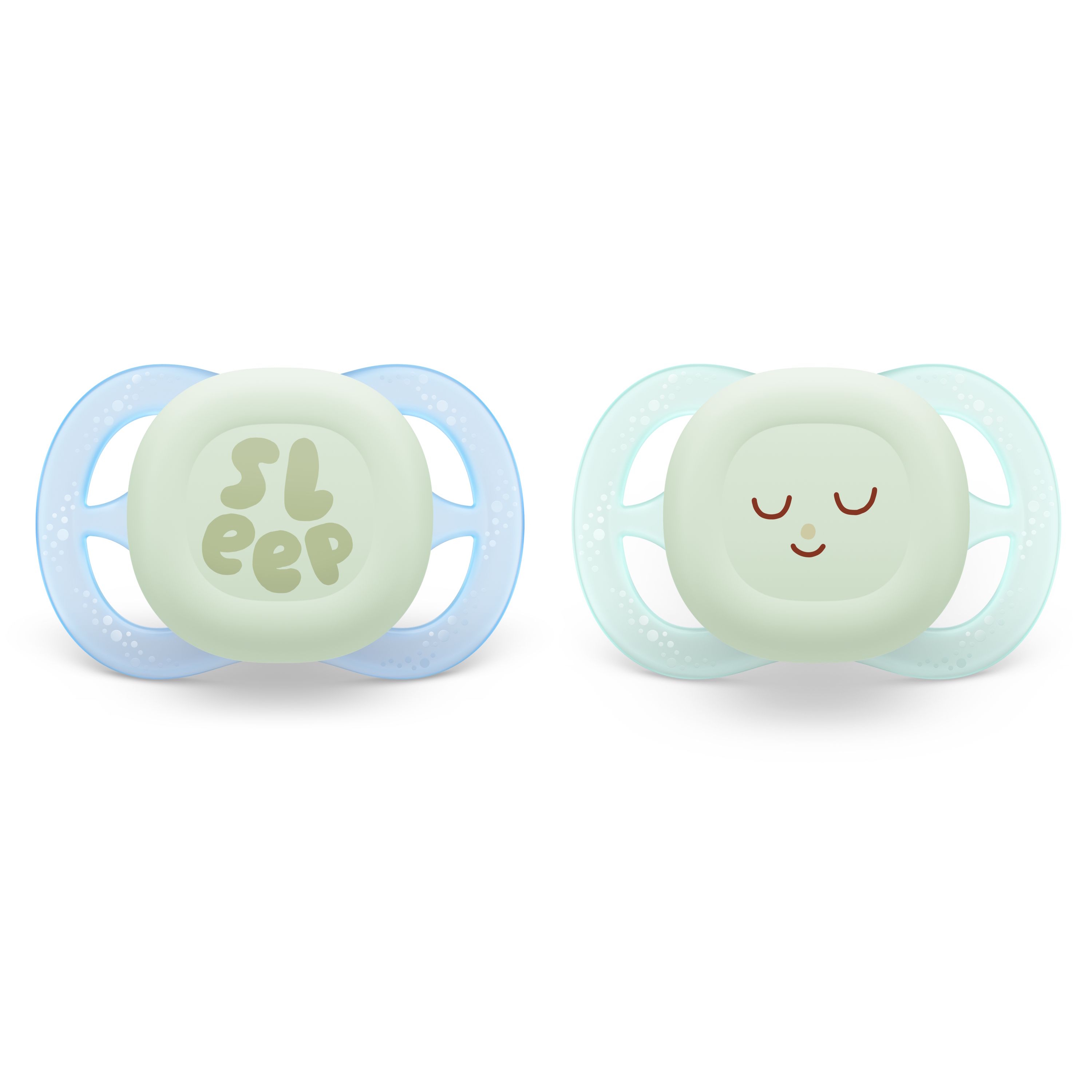 Philips Avent Pacifier ultra start Nighttime, 0-2m, Grøn / Blå