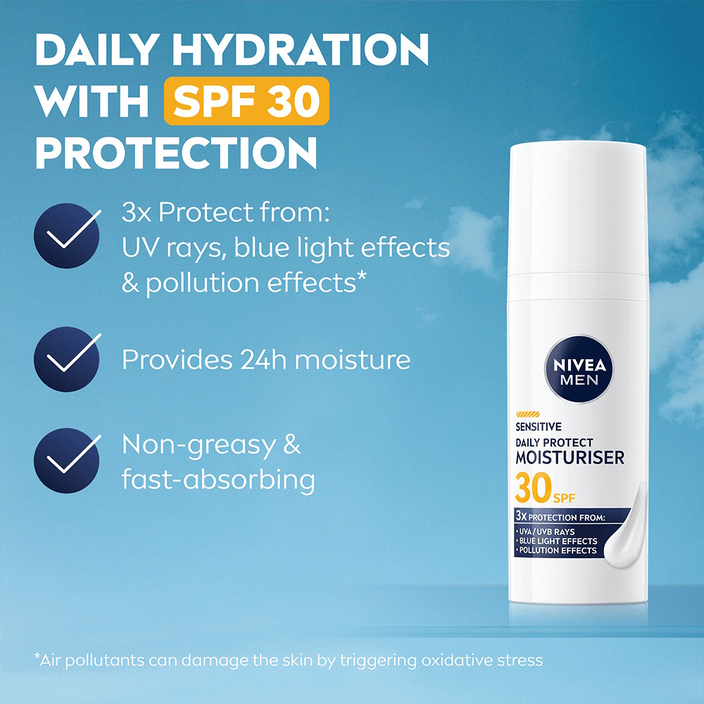 NIVEA Men Sensitive Daily Protect Moisturiser SPF 30