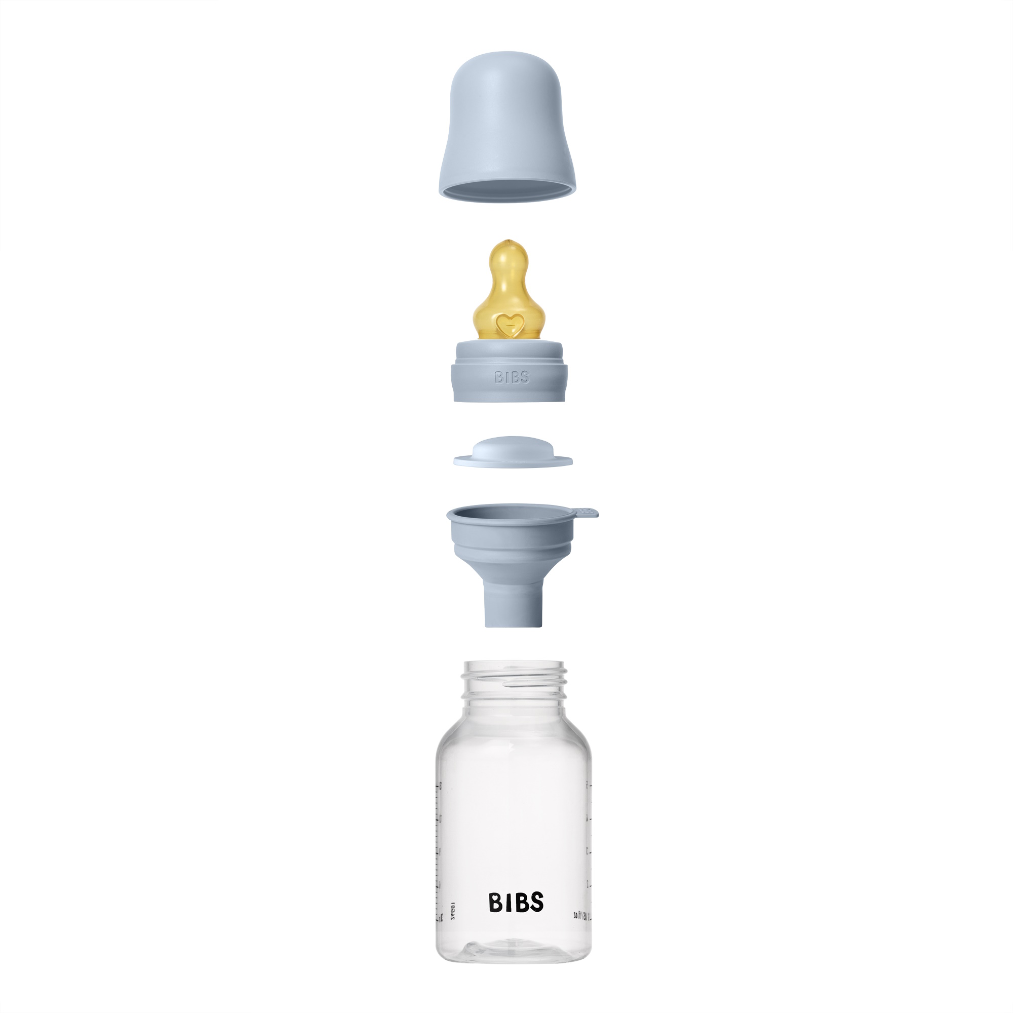 BIBS Baby Plast Bottle Naturgummi Slow Flow Baby Blue