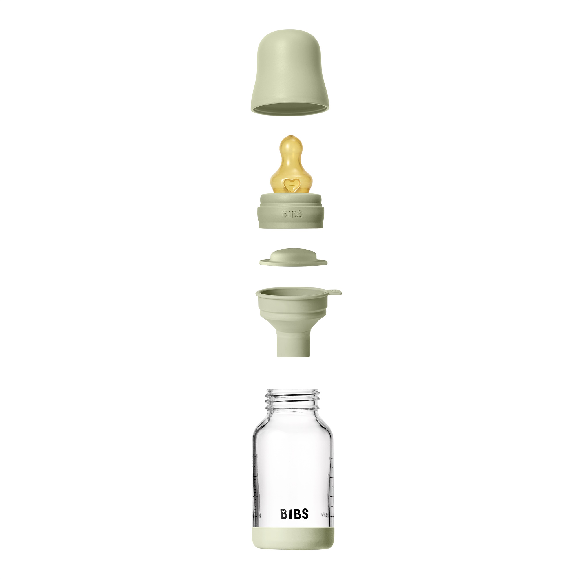 BIBS Baby Glass Bottle Naturgummi Slow Flow Sage