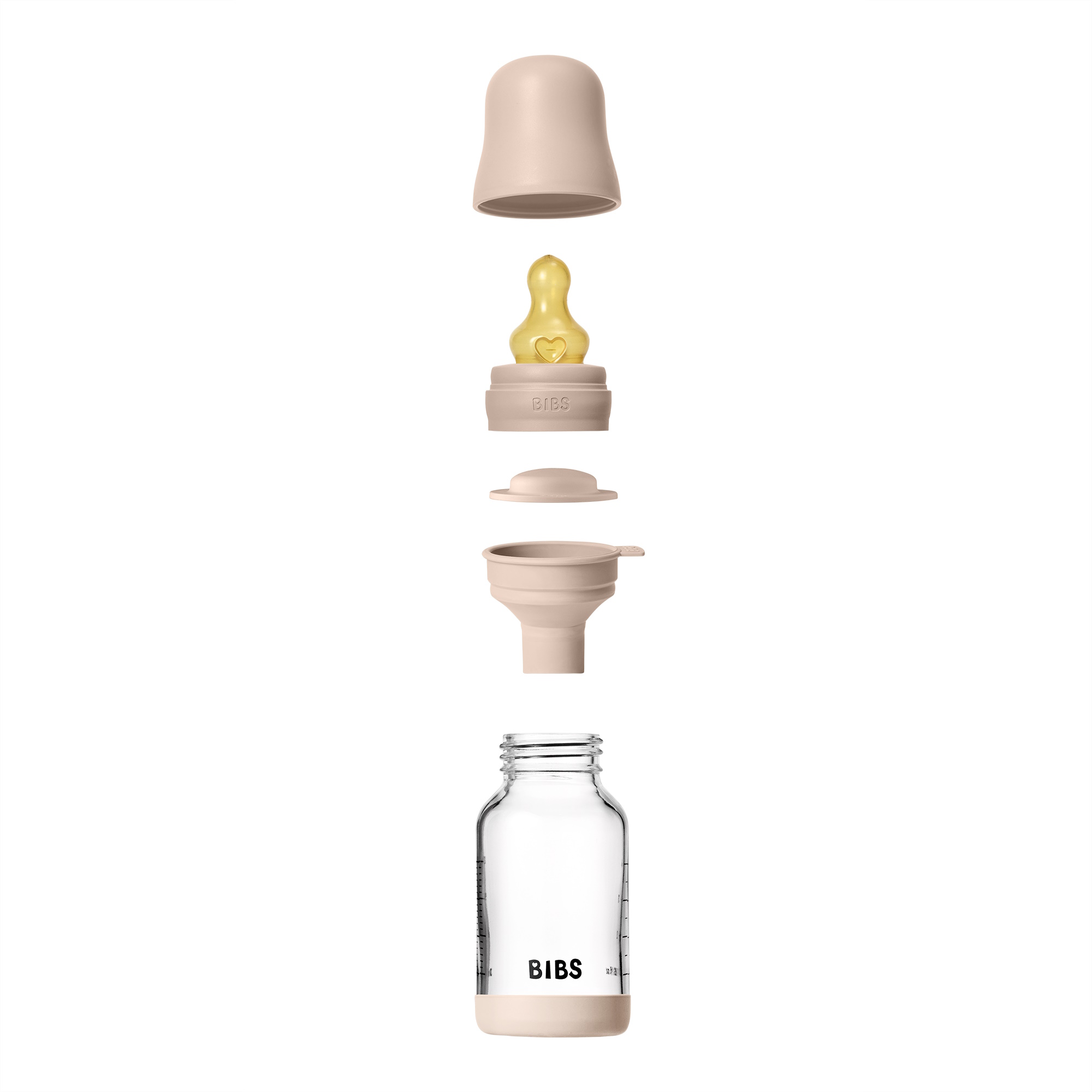 BIBS Baby Glass Bottle Naturgummi Slow Flow Blush