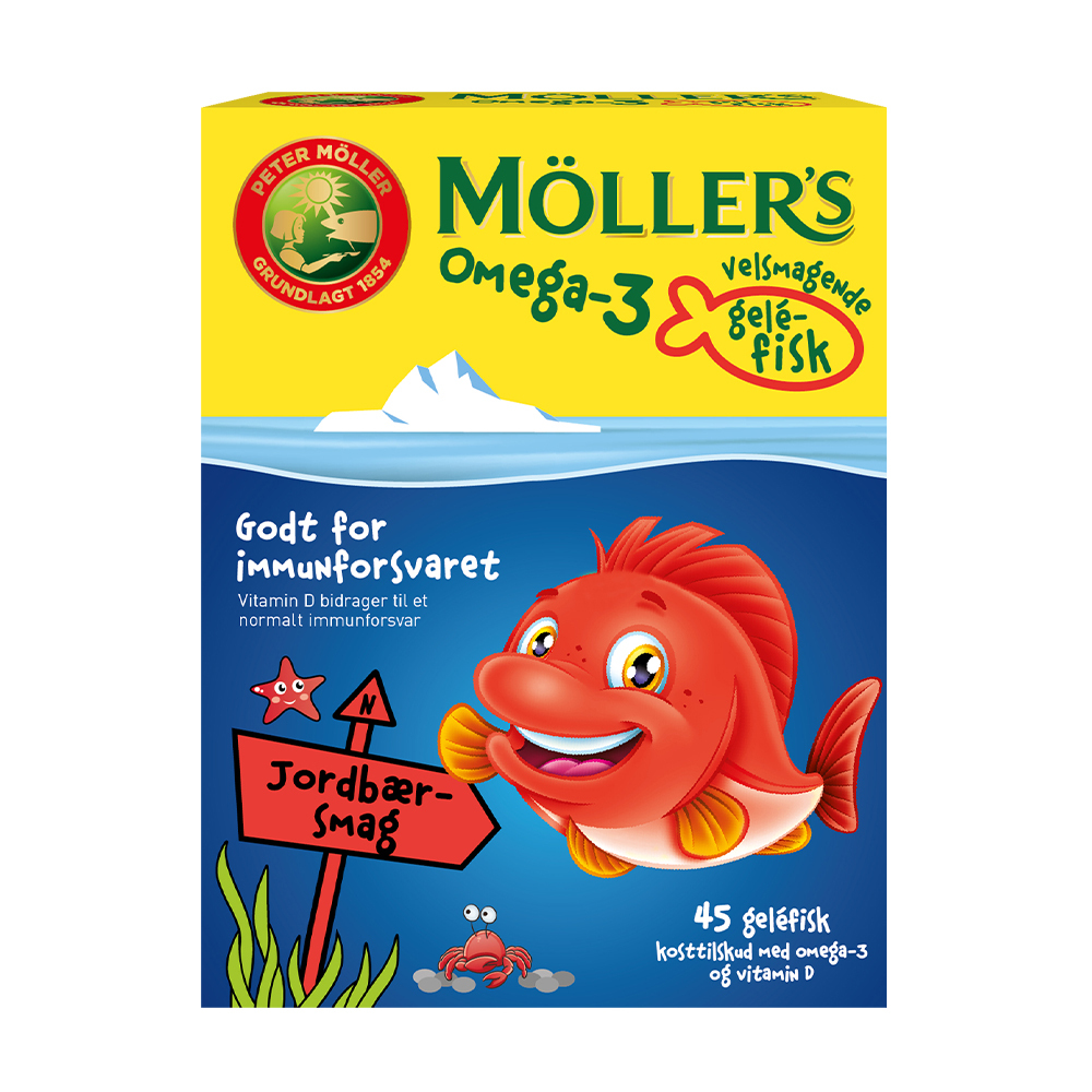 Møllers Omega-3 Gelefisk Jordbærsmag