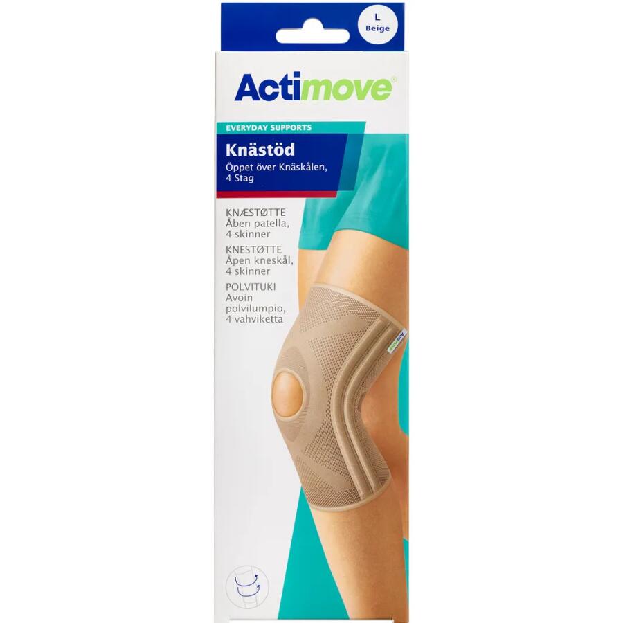 Actimove Knæstøtte, åben patella, 4 skinner Str L