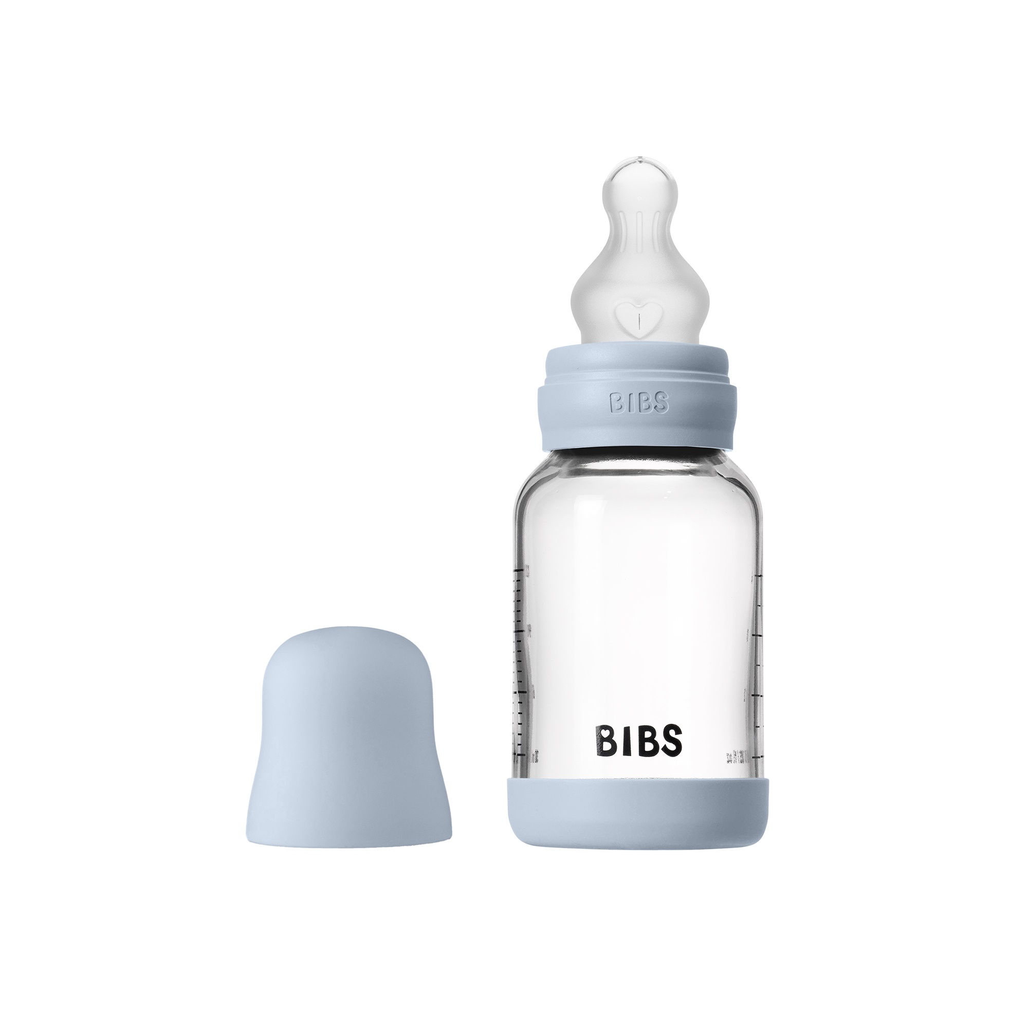 BIBS Baby Glass Bottle Silikone Slow Flow Baby Blue