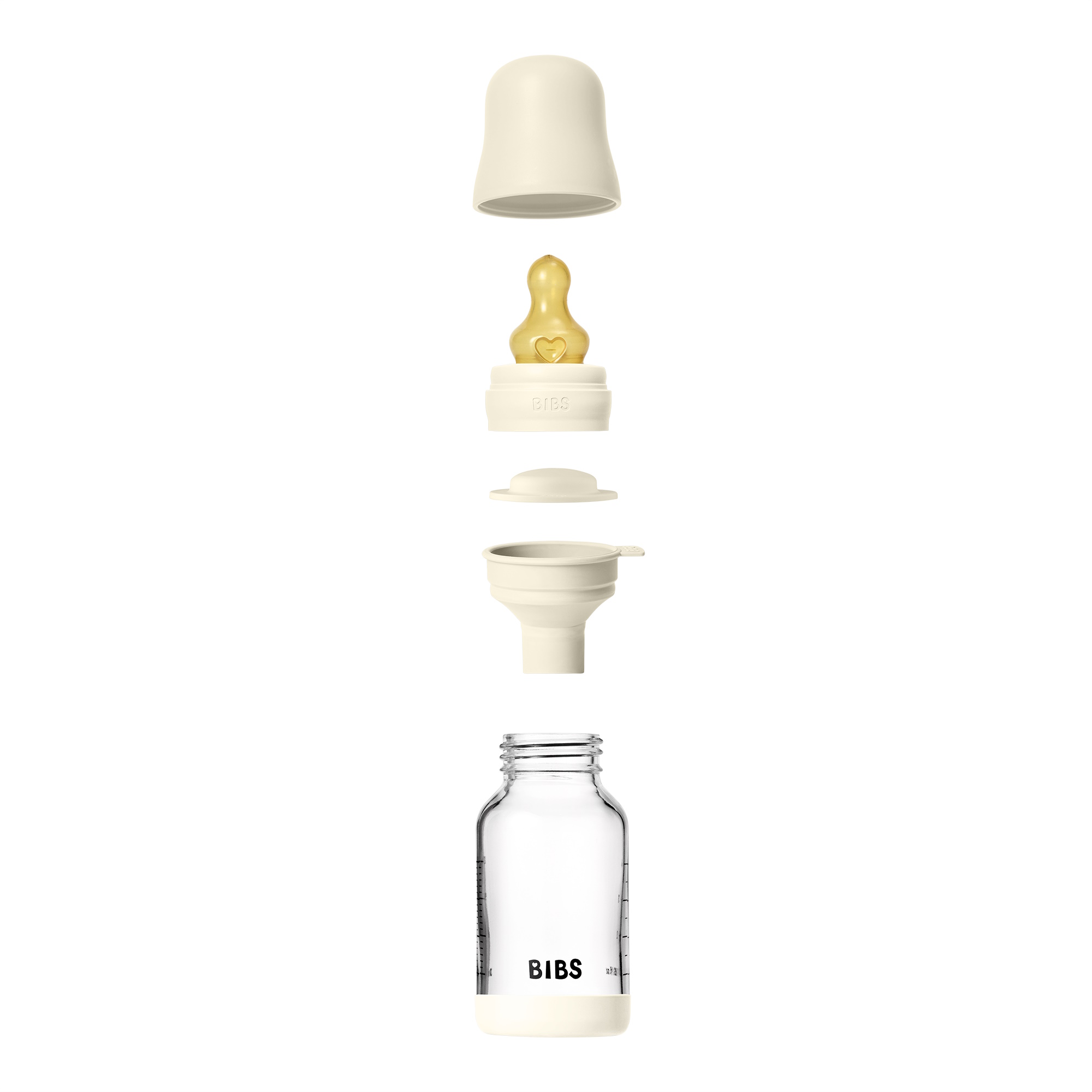 BIBS Baby Glass Bottle Naturgummi Slow Flow Ivory
