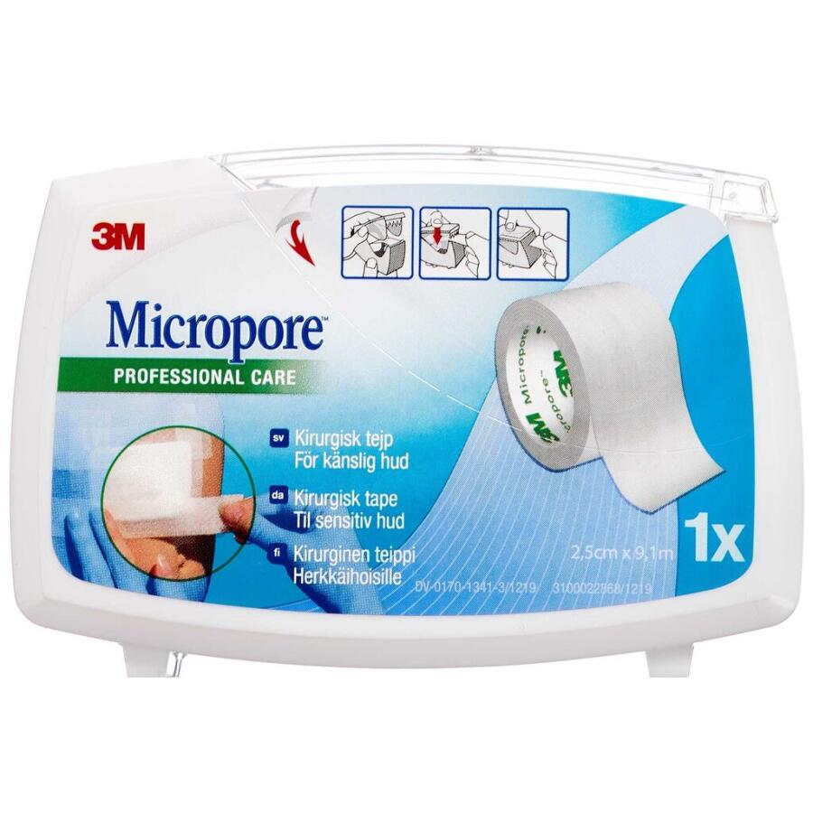 Micropore Kirurgisk Tape Hvid 2,5 cm x 9,14 m