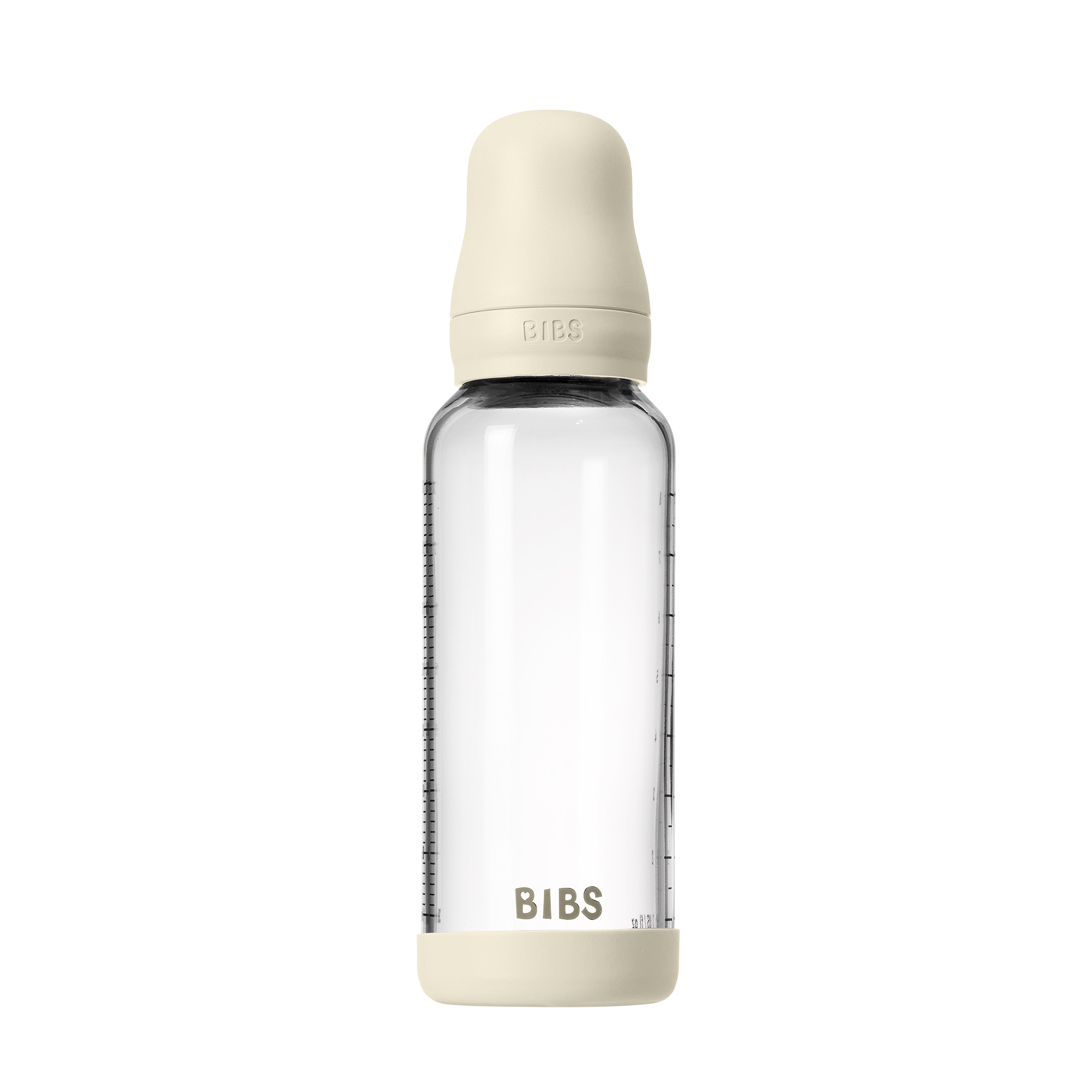 BIBS Baby Glass Bottle Naturgummi Medium Flow Ivory